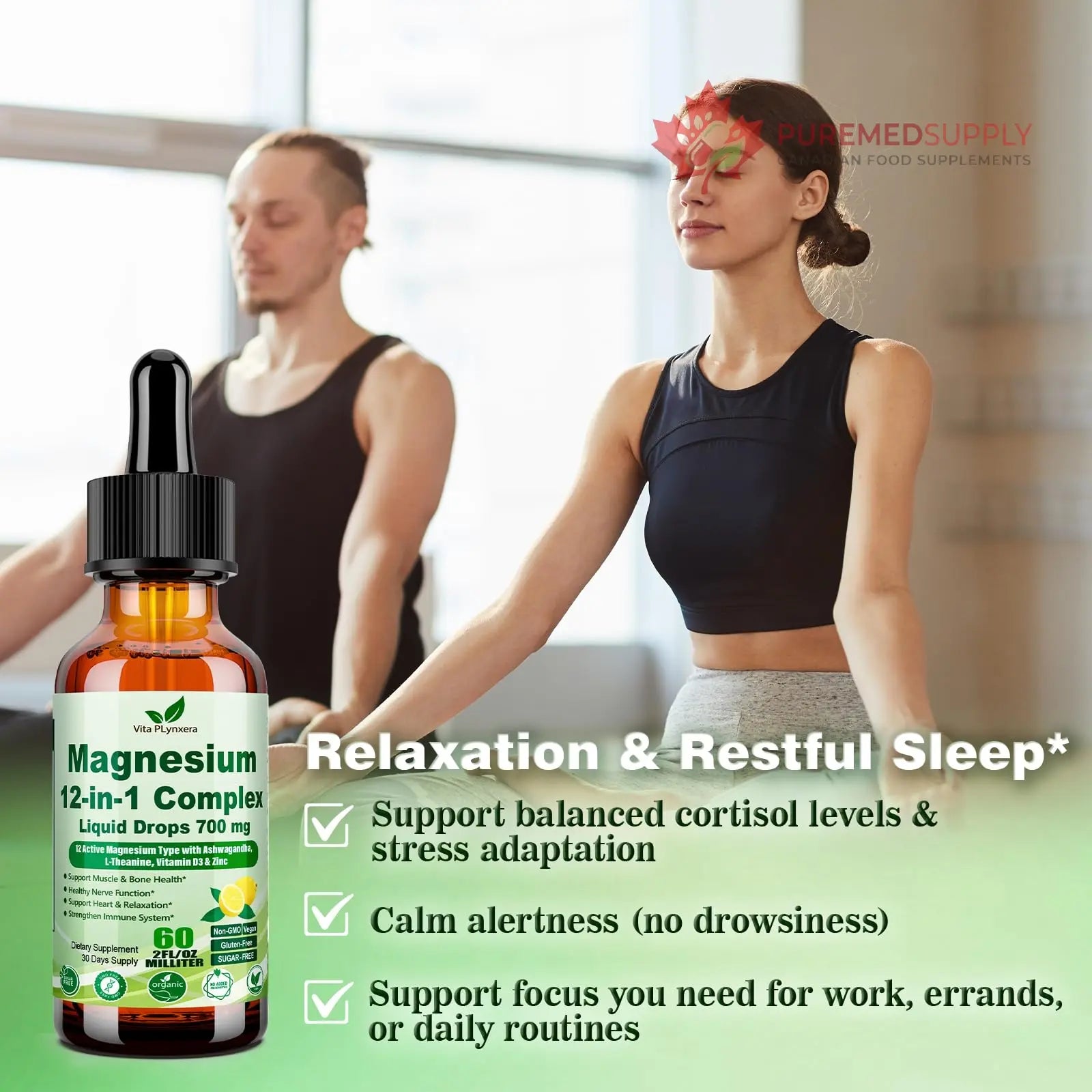12-in-1 Magnesium Complex Liquid Drops, Chelated Magnesium Citrate Glycinate Taurate Malate Aspartate w. Ashwagandha Theanine D3 & Zinc for Relaxation Sleep Immune Health & Muscle Function丨Women Men. Vita PLynxera buy supplements canada