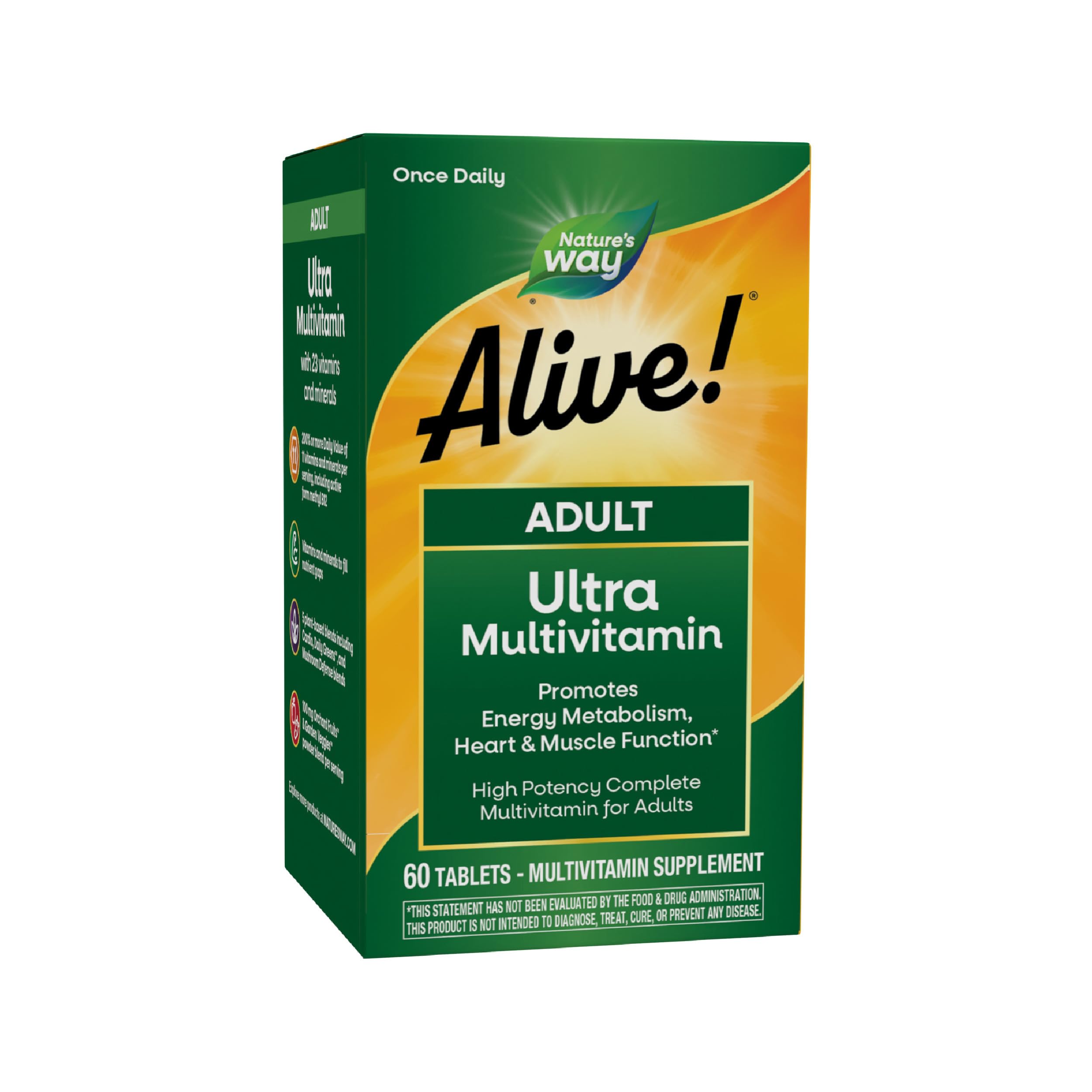 Nature's Way Alive! Adult Ultra Multivitamins, Promotes Energy Metabolism, Heart & Muscle Function*, with B-Vitamins Including Methylated B12, Gluten Free, 60 Tablets Nature's Way buy supplements canada