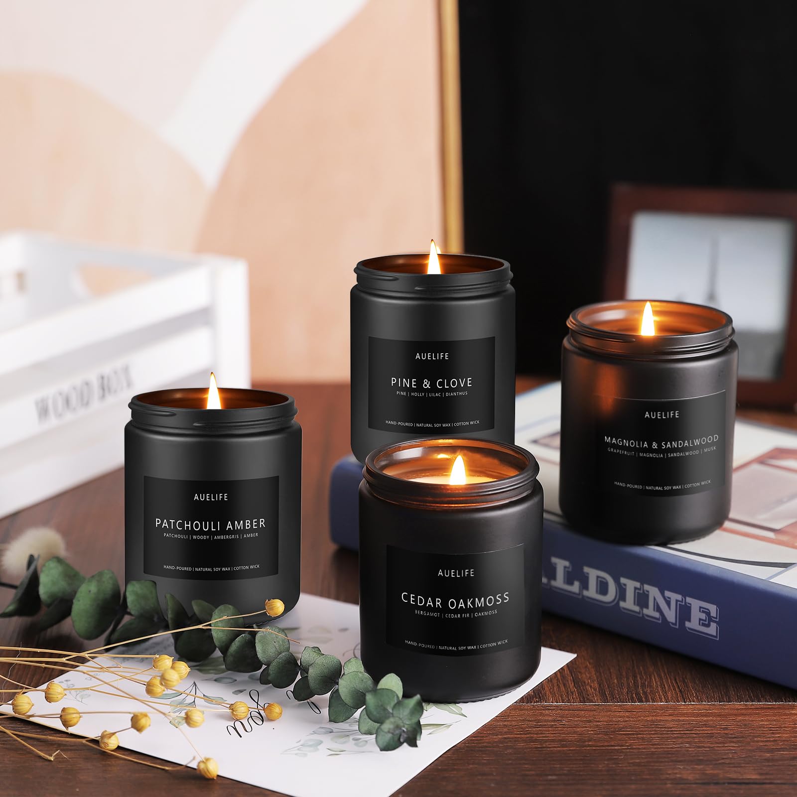 Scented Candles Set | Men Candles Set, Candles for Men Scented Candles for Home - 4 Pack Candles Scents Auelife buy supplements canada