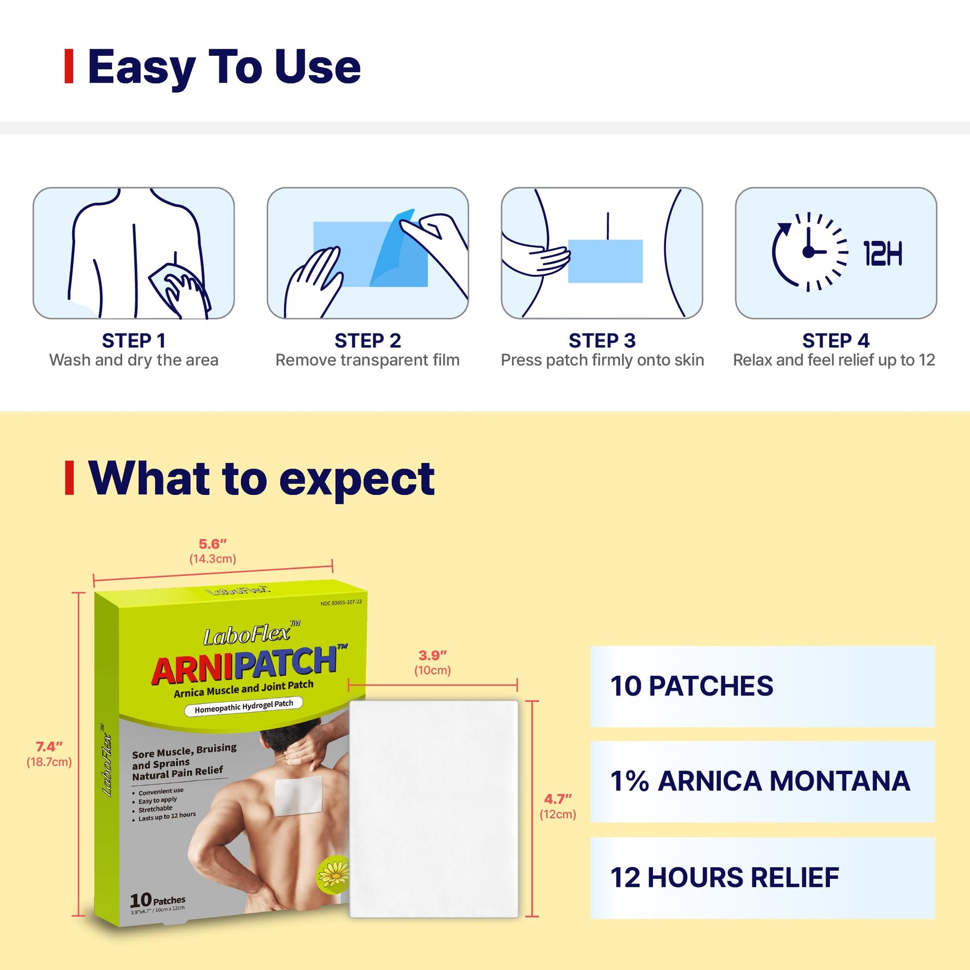 Arnica Hydrogel Pain Relief Patches | Natural Relief for Muscle, Joint, Bruises & Swelling | Flexible, Non-Greasy & Long-Lasting | Great for Back, Knee & Neck Pain (3.9"x4.7", 10, Count) Wooshin Labottach buy supplements canada