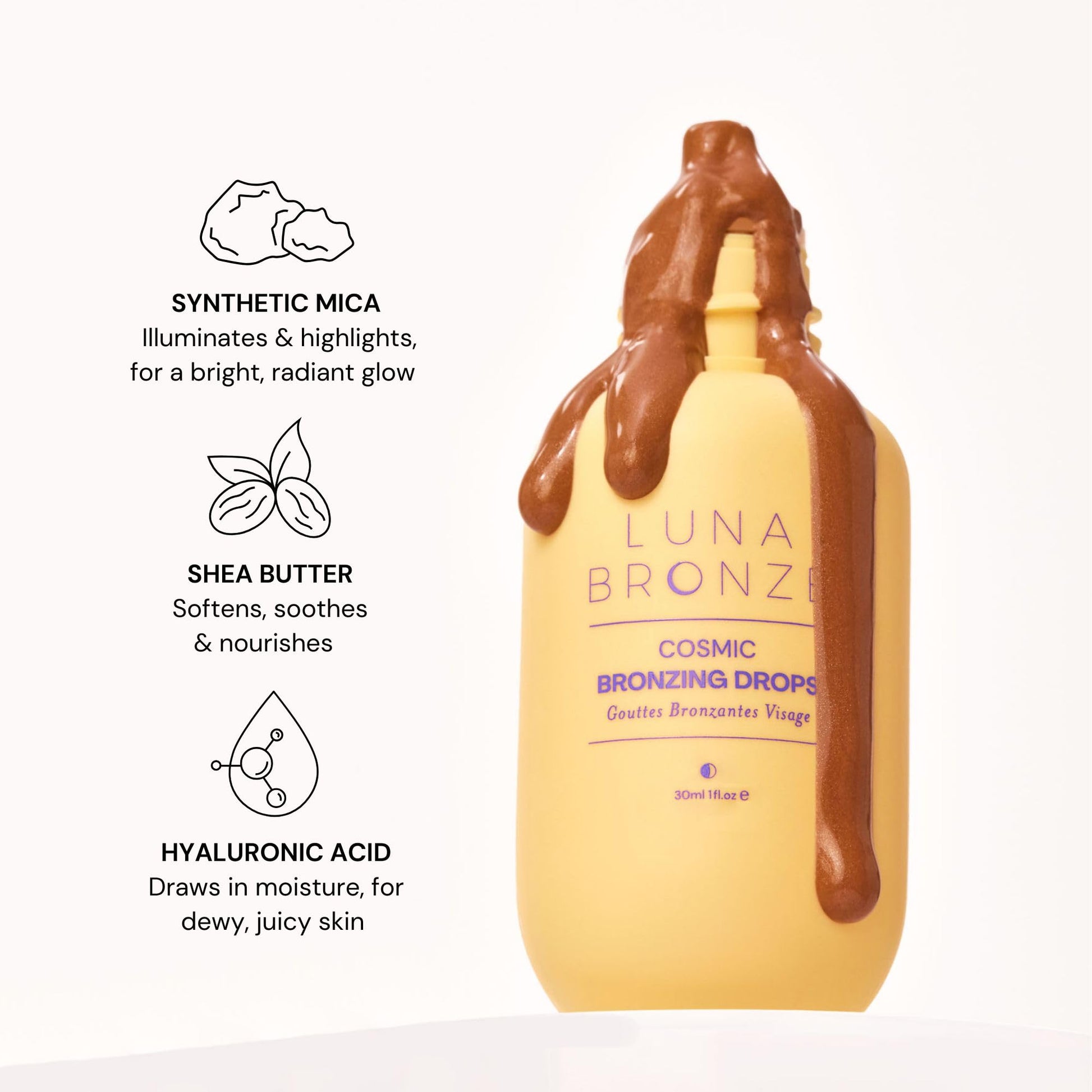 Luna Bronze Cosmic Bronzing Drops | Lightweight, Hydrating & Washable Liquid Bronze Drops | Non-Greasy Formula Enriched with Sodium Hyaluronate & Shea Butter | Responsible Mica (30ml/1.01 fl. oz) Luna Bronze buy supplements canada