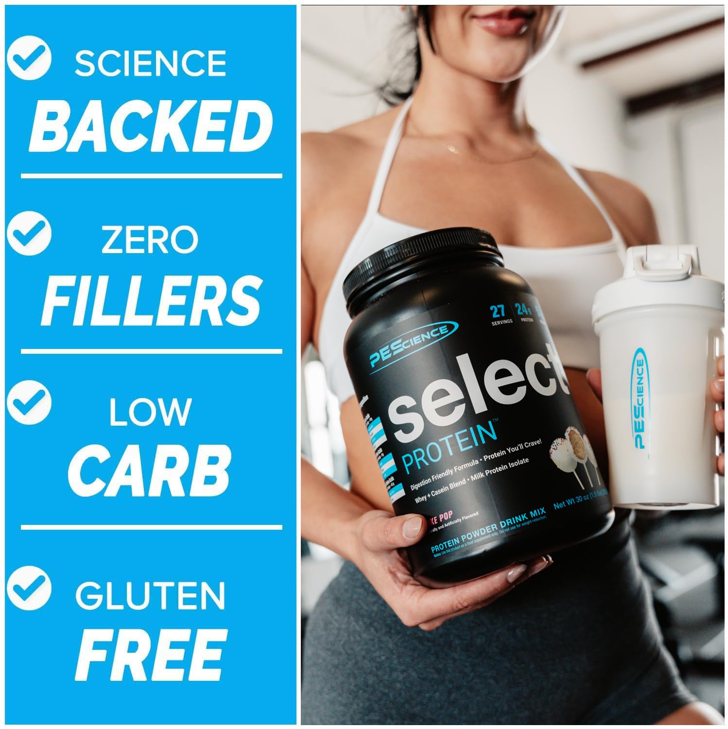 PEScience Select Protein Powder, Whey and Casein Blend, Lean Protein Powder for Women and Men, Low Calorie, Low Carb, Keto Friendly, Gluten Free, Gourmet Vanilla - 27 Servings PEScience buy supplements canada