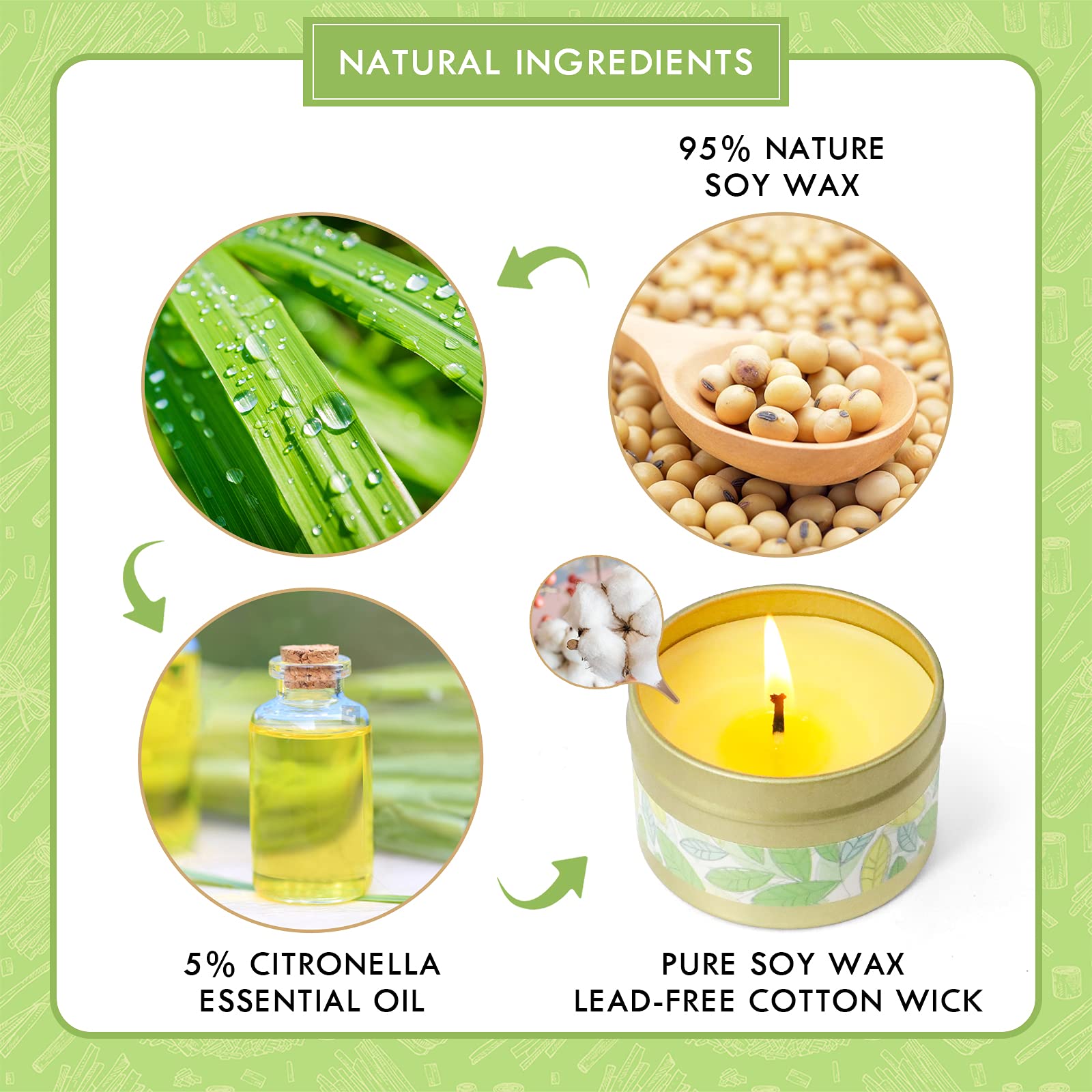 Citronella Candles Outdoor, Scented Candles, Summer Soy Wax Candles, Lemongrass Candles STRN buy supplements canada