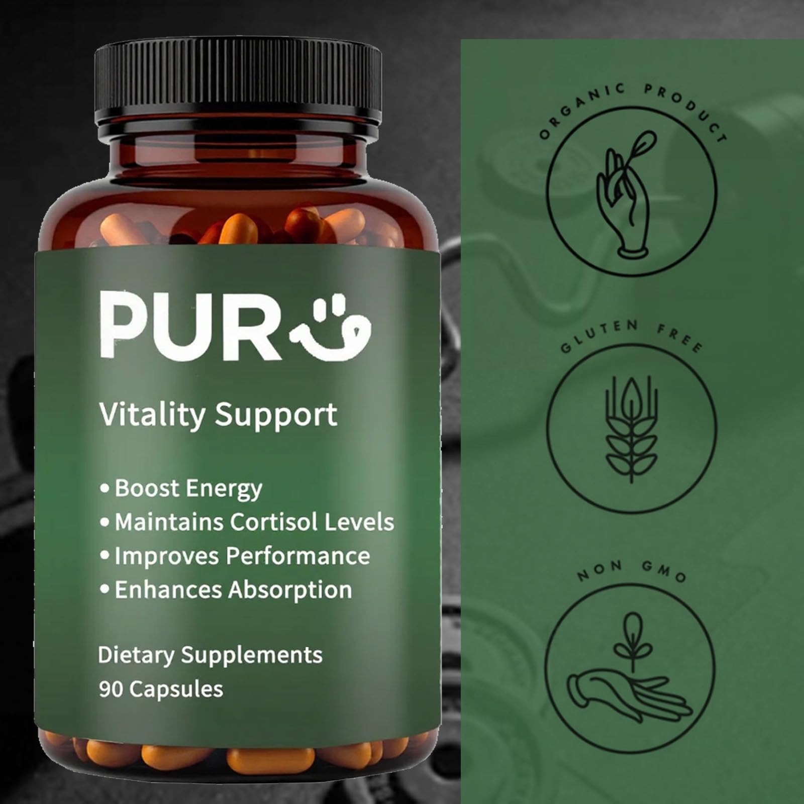 Maidlure Vitality Support - Men's Pills Blend with Ashwagandha, Shilajit, Black Pepper Extract & Vitamin | Natural & Organic Energy Enhancement - 90 Capsules Maidlure buy supplements canada