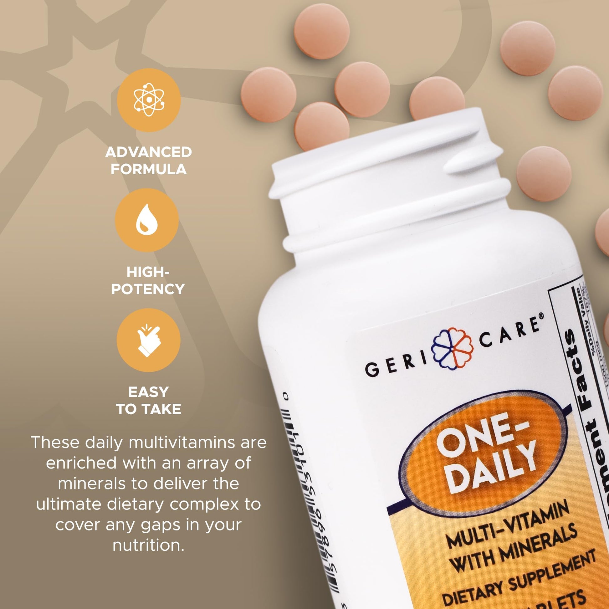 One-Daily Multivitamins with Minerals for Men & Women (100 Tablets) by GeriCare| High-Potency Multi-Vitamin & Multimineral Dietary Supplement for Immunity, Energy| Complete Daily Nutritional Support GeriCare buy supplements canada