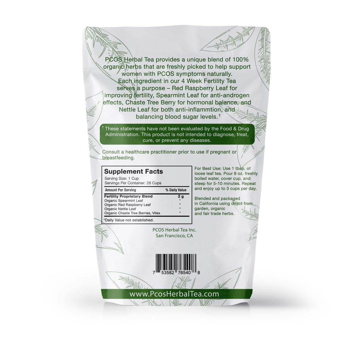 PCOS Cystem Tea with Organic Red Raspberry Leaf, Vitex, Spearmint Tea Supports Fertility PCOS Herbal Tea buy supplements canada