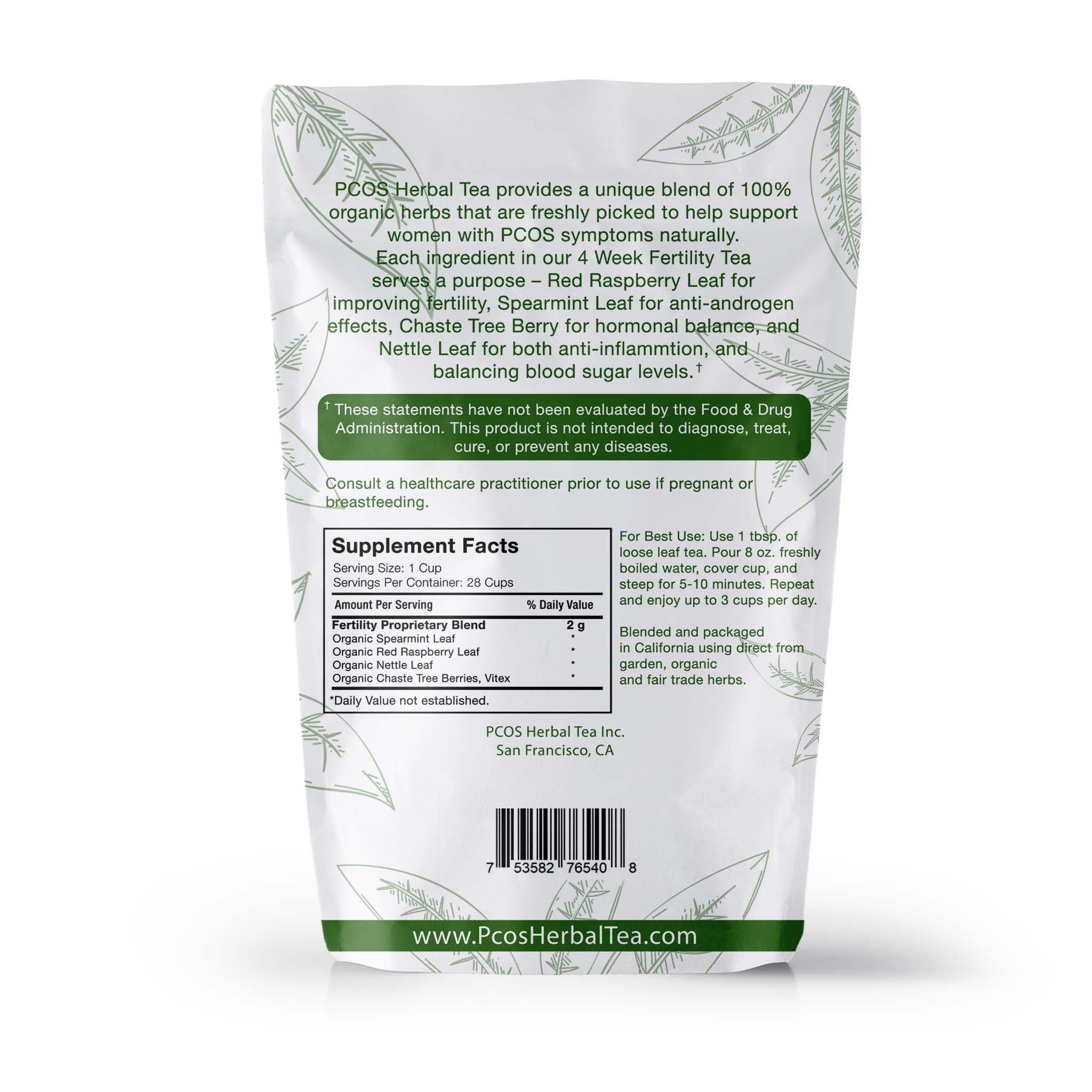 PCOS Cystem Tea with Organic Red Raspberry Leaf, Vitex, Spearmint Tea Supports Fertility PCOS Herbal Tea buy supplements canada
