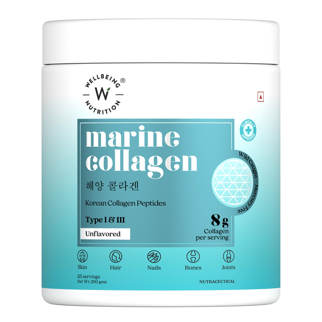 WELLBEING NUTRITION Pure Korean Marine Collagen Supplements for Women & Men, 200g | Hydrolyzed Collagen Powder and Amino Acids | Supports Healthy Skin, Hair, Nails, Bone & Joint | Unflavored WELLBEING NUTRITION buy supplements canada