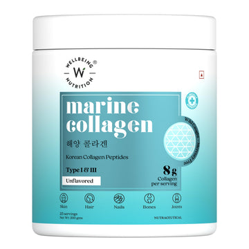 WELLBEING NUTRITION Pure Korean Marine Collagen Supplements for Women & Men, 200g | Hydrolyzed Collagen Powder and Amino Acids | Supports Healthy Skin, Hair, Nails, Bone & Joint | Unflavored WELLBEING NUTRITION buy supplements canada