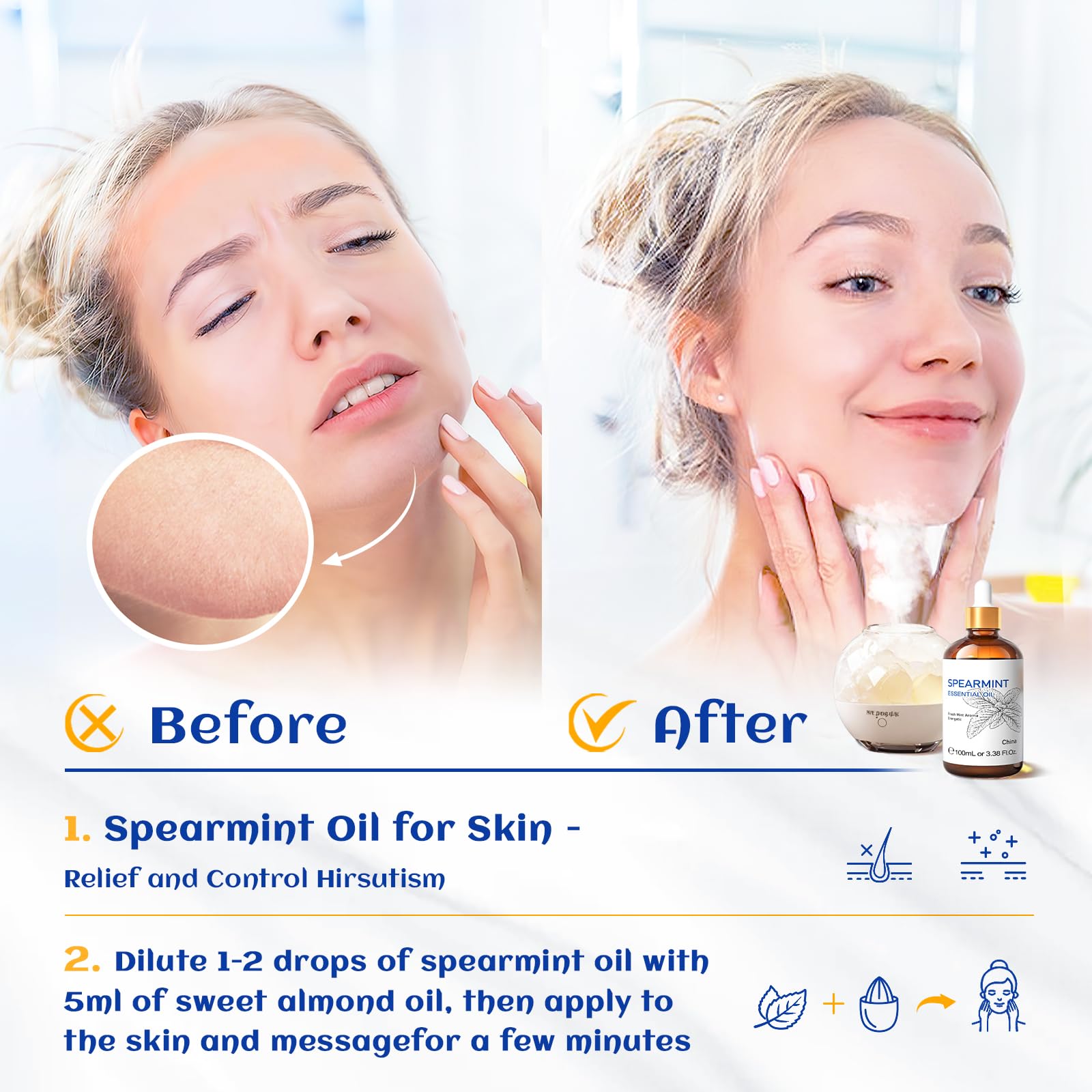 HIQILI 100ML Spearmint Essential Oil for Skin Care -100% Pure Treatment Grade - 3.38 Fl Oz. HIQILI buy supplements canada