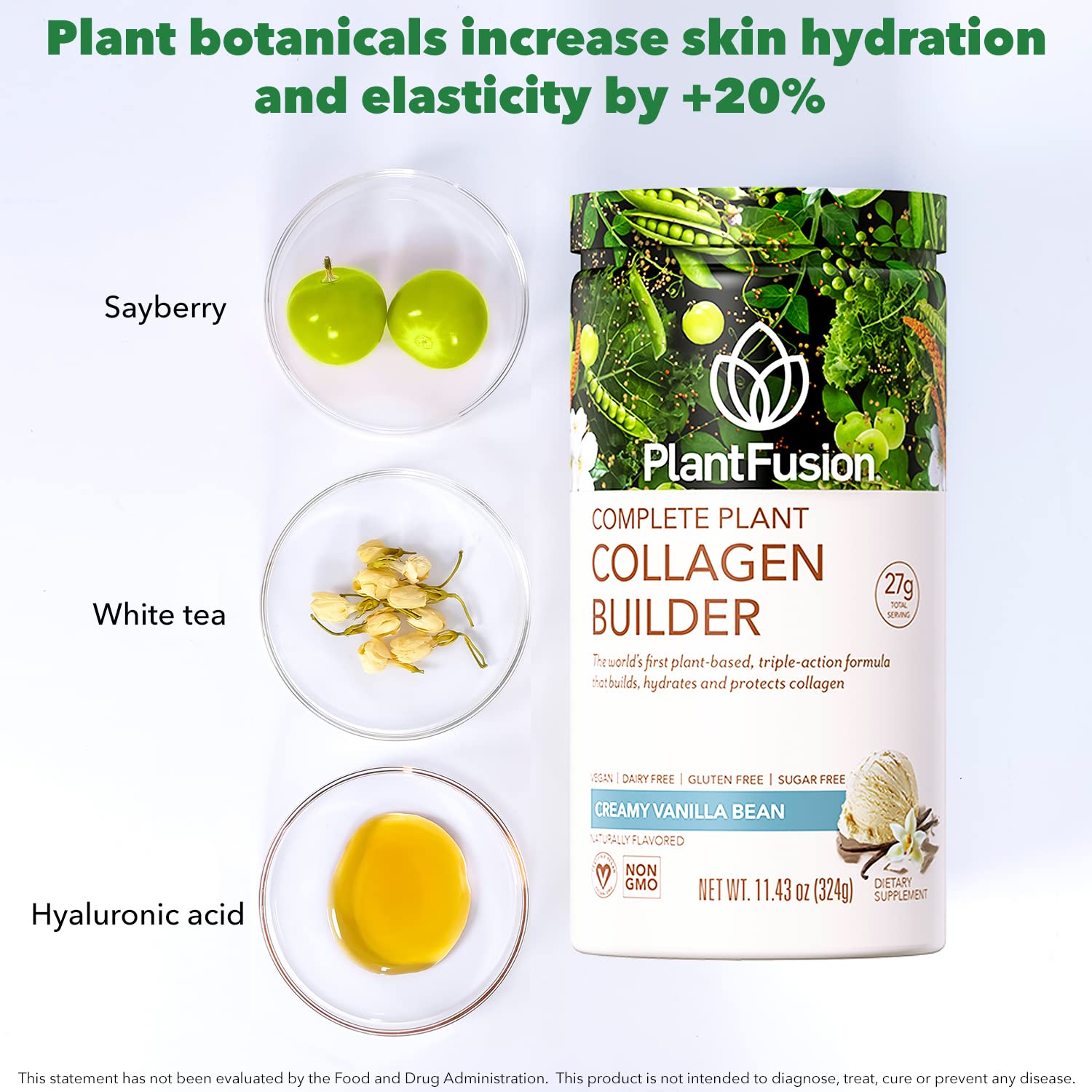PlantFusion Vegan Collagen Powder - Plant Based Collagen Protein Powder For Muscle & Joints, Hair, Skin & Nails - Keto, Gluten Free, Soy Free, Non-Dairy, No Sugar, Non-GMO - Unflavored 10.58 oz PlantFusion buy supplements canada