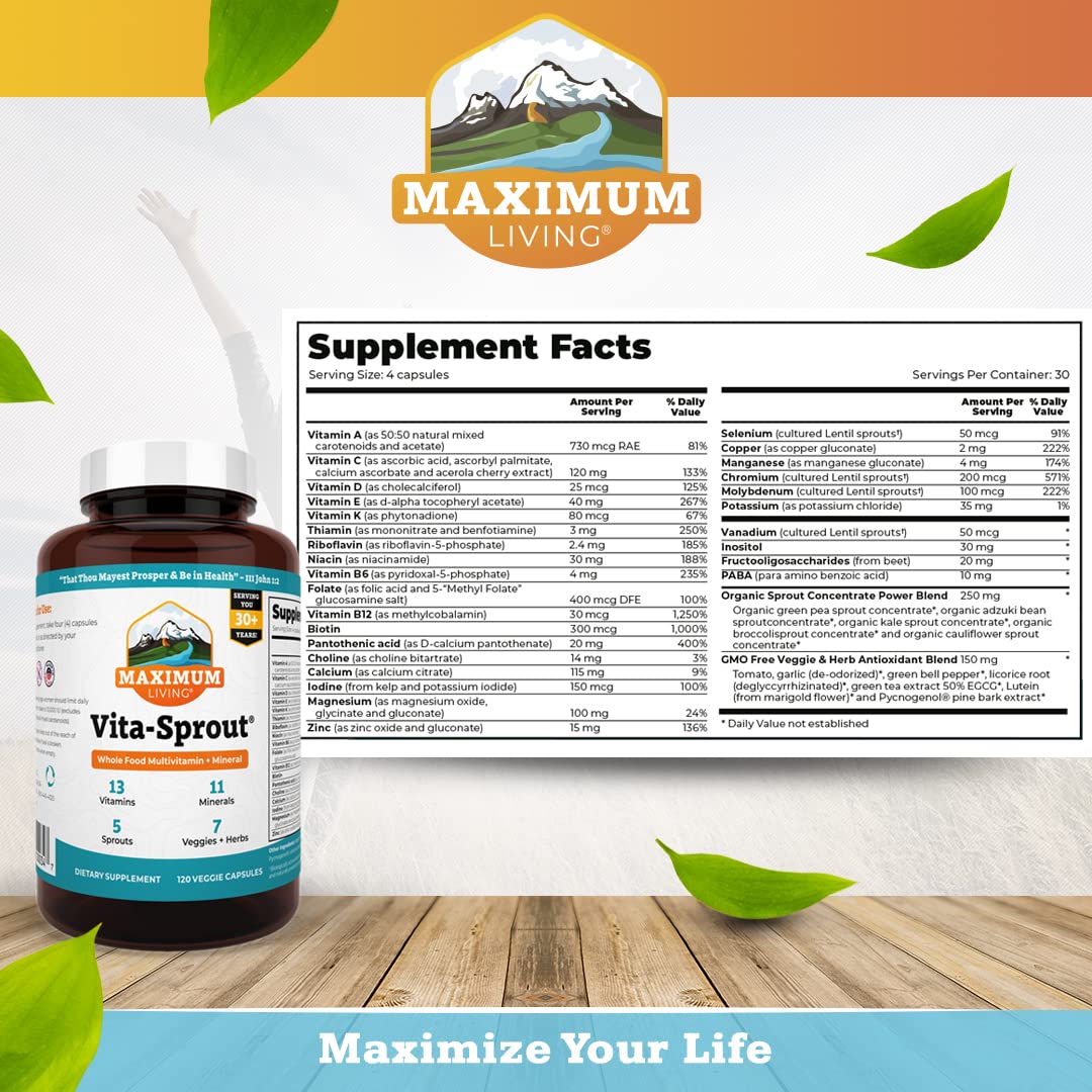 Maximum Living - Vita-Sprout Whole-Food Multivitamin & Phytonutrient Blend - 120 Capsules Maximum Living buy supplements canada