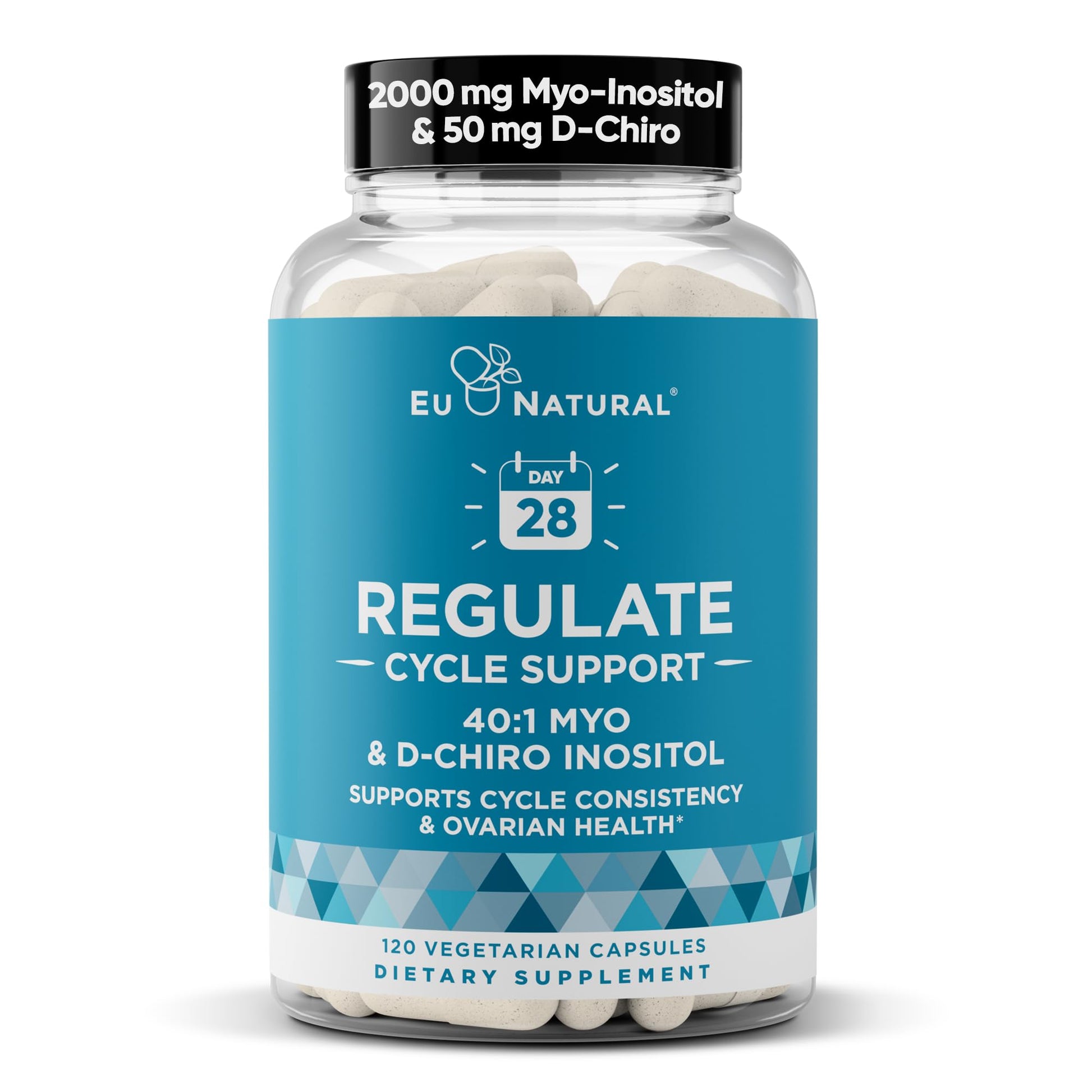 Regulate Cycle Support – Hormone Balance for Women at Optimal 40:1 Myo-Inositol 2000 mg & D-Chiro Inositol 50 mg – Supplement for Period Consistency, Menstrual & Ovulation Support – 120 Vegan Capsules Eu Natural buy supplements canada