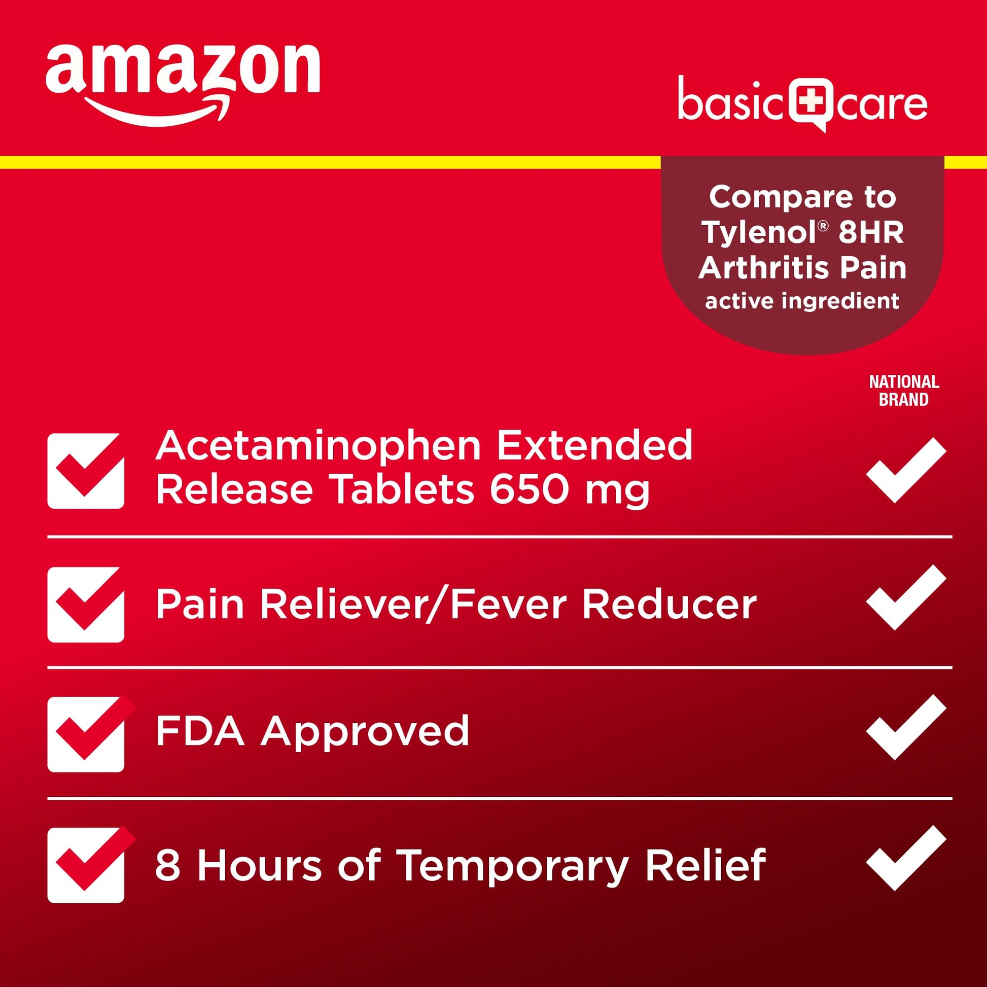 Amazon Basic Care Acetaminophen Extended-Release Tablets, 650 mg, Pain Reliever, Fever Reducer, Arthritis Pain, Headache, Backache, Menstrual Pain, 400 Count Amazon Basic Care buy supplements canada