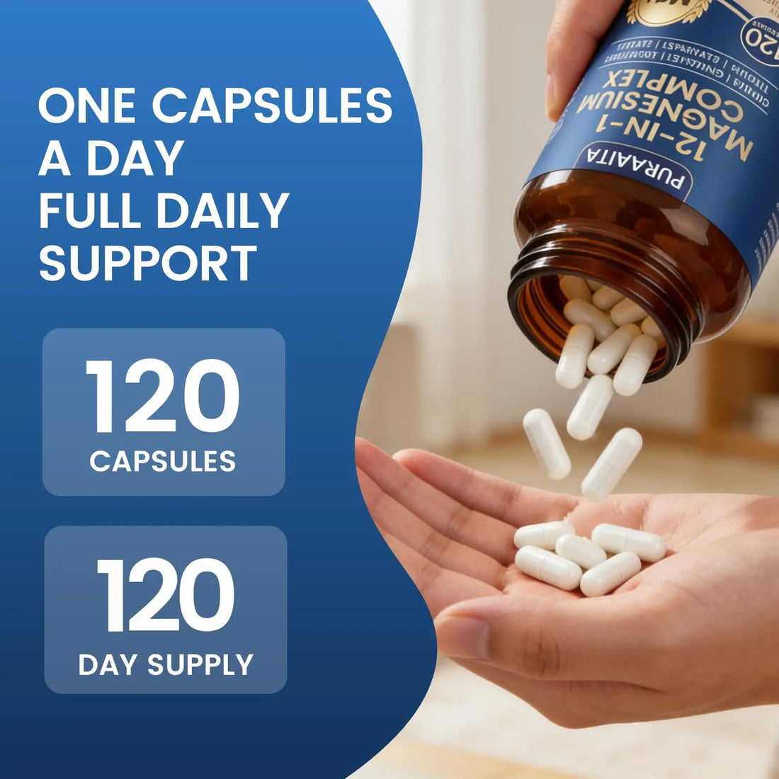 Puravita Magnesium Complex - Puravita 12 in 1 Magnesium Supplement with Glycinate, Citrate, Malate, Oxide, Taurat & More for Muscle, Nerve & Sleep Support, 120 Count PURAVITA buy supplements canada
