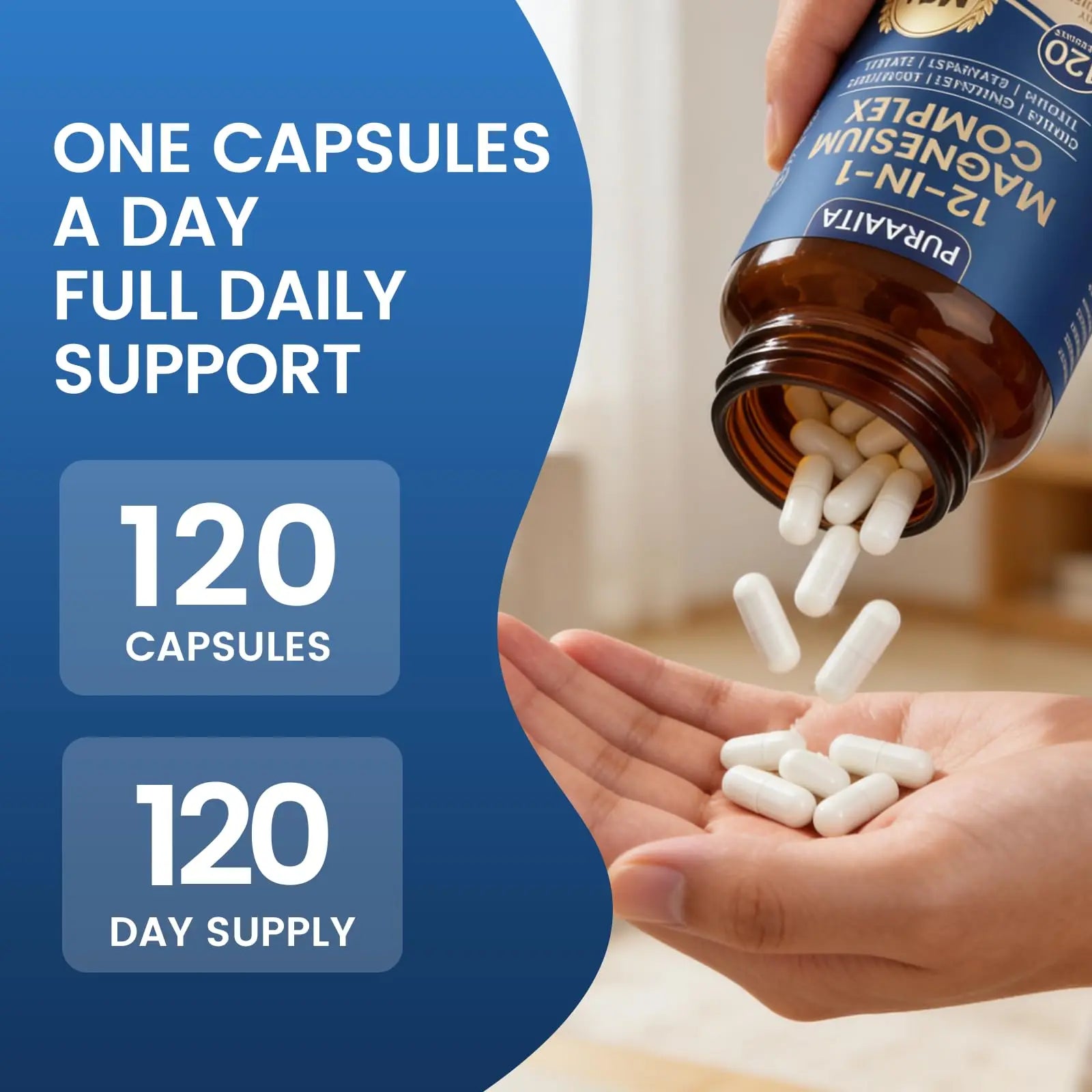Puravita Magnesium Complex - Puravita 12 in 1 Magnesium Supplement with Glycinate, Citrate, Malate, Oxide, Taurat & More for Muscle, Nerve & Sleep Support, 120 Count PURAVITA buy supplements canada