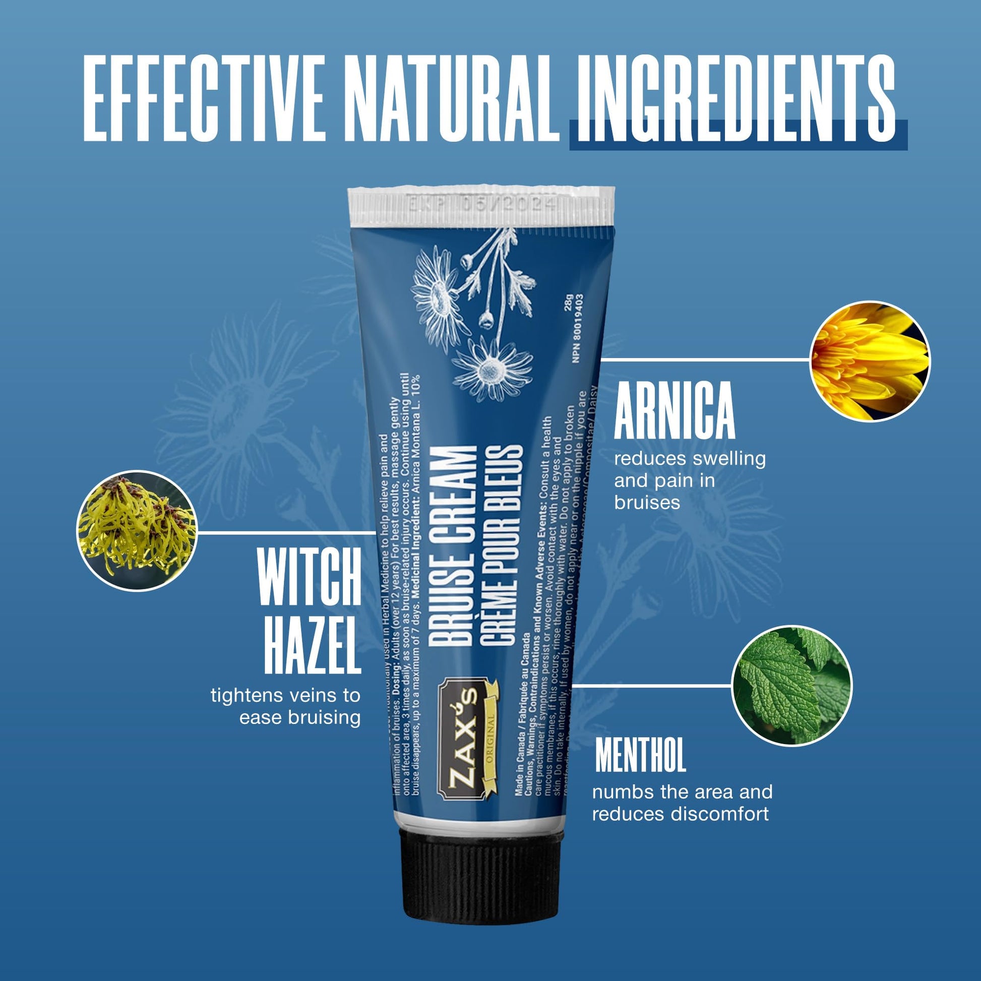ZAX'S ORIGINAL Bruise Cream - Arnica and Witch Hazel Blend, Gentle on Skin, Plant-Based Ingredients for Skin Care - 28g ZAX'S ORIGINAL buy supplements canada