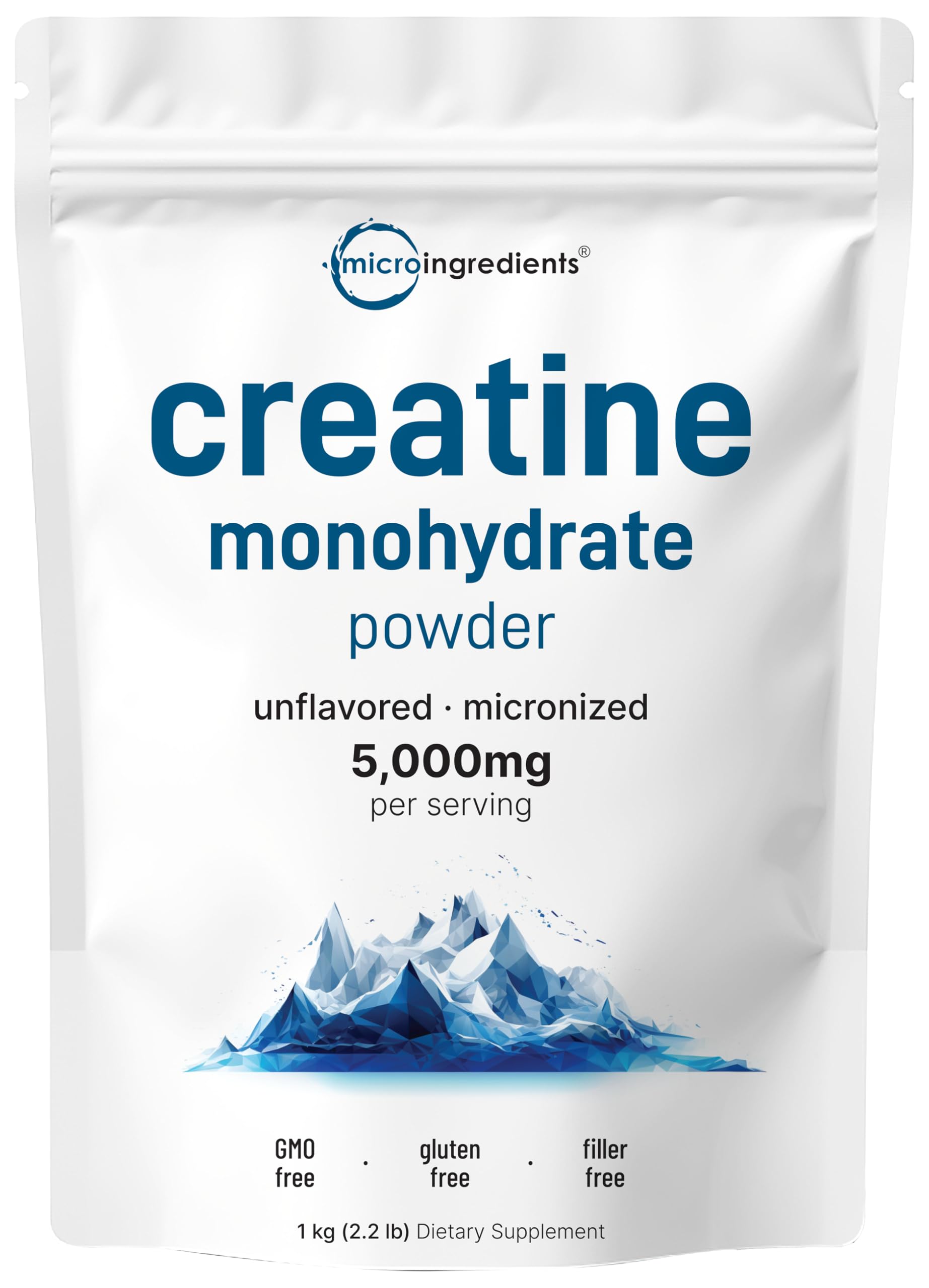 Creatine Monohydrate Powder 1 kg (2.2 Lbs), 5000mg Per Serv, Micronized Creatine Powder, Unflavored, Pure, No Filler, Keto & Vegan Friendly, Easy Dissolve Pre Workout Creatine for Women and Men Micro Ingredients buy supplements canada