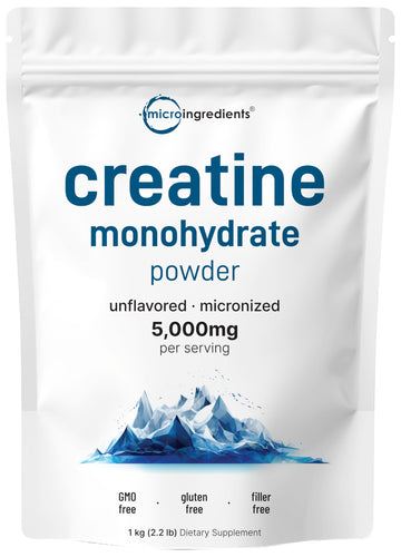 Creatine Monohydrate Powder 1 kg (2.2 Lbs), 5000mg Per Serv, Micronized Creatine Powder, Unflavored, Pure, No Filler, Keto & Vegan Friendly, Easy Dissolve Pre Workout Creatine for Women and Men Micro Ingredients buy supplements canada