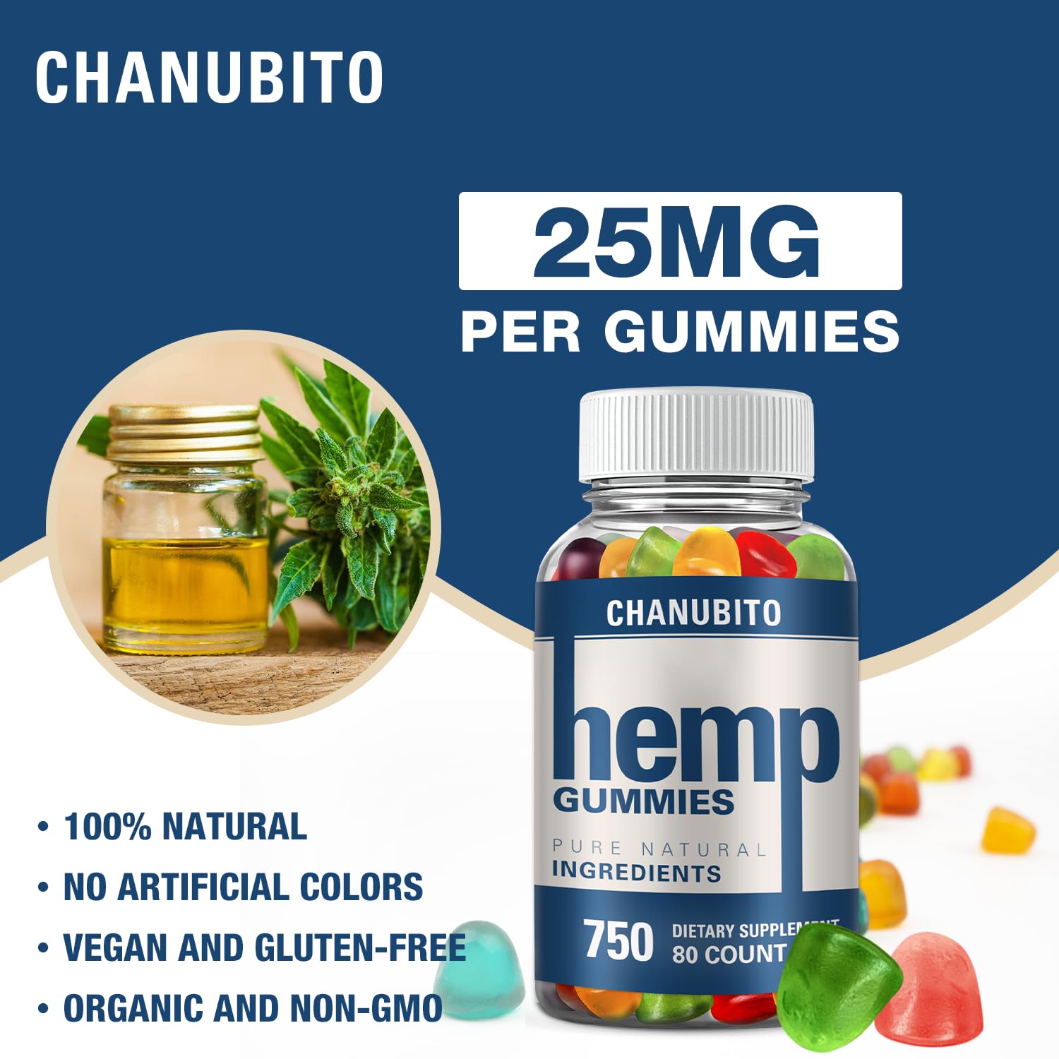 Hemp Gummies Organic High Potency Hemp Supplement - Pain, Sleep, Stress CHANUBITO buy supplements canada