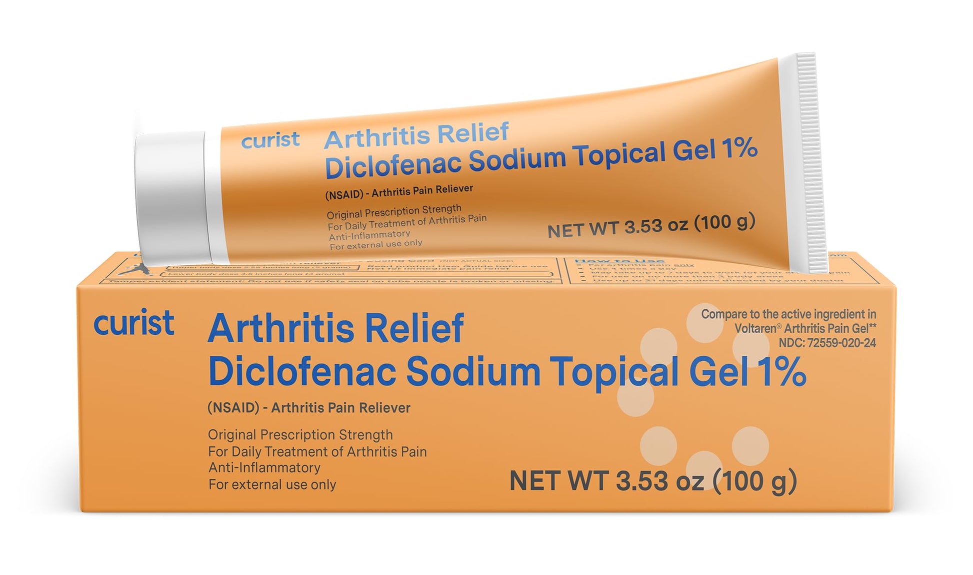 Curist Diclofenac Sodium Topical Gel 1 Percent 100g for Arthritis Pain - Joint Pain Relief for Hand Pain, Foot Pain, Knee Pain, Elbow Pain & Ankle Pain - 1% - 3.53oz Curist buy supplements canada