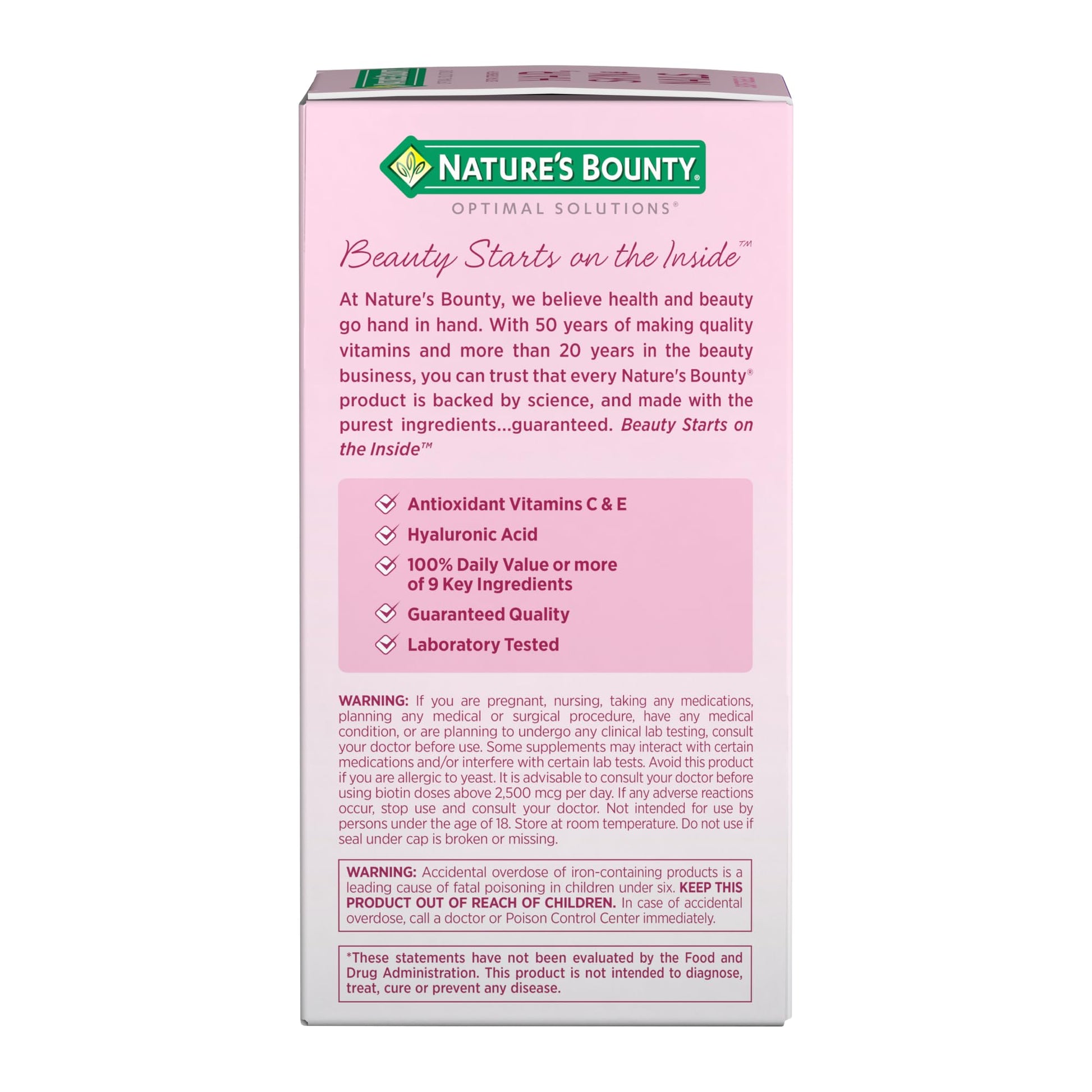 Nature's Bounty Advanced Hair, Skin & Nails, Argan-Infused Vitamin Supplement with Biotin and Hyaluronic Acid, 150 Rapid Release Softgels, 50 Total Servings Nature's Bounty buy supplements canada