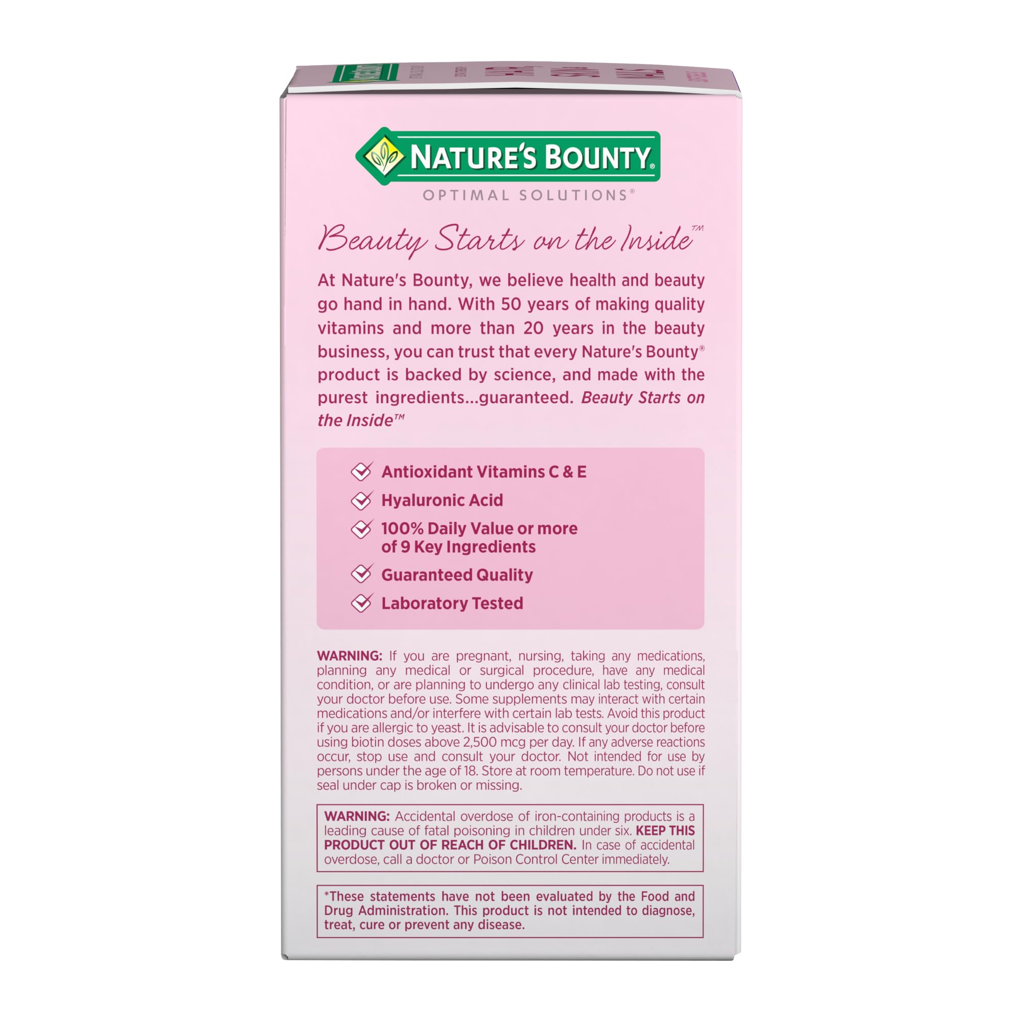 Nature's Bounty Advanced Hair, Skin & Nails, Argan-Infused Vitamin Supplement with Biotin and Hyaluronic Acid, 150 Rapid Release Softgels, 50 Total Servings Nature's Bounty buy supplements canada
