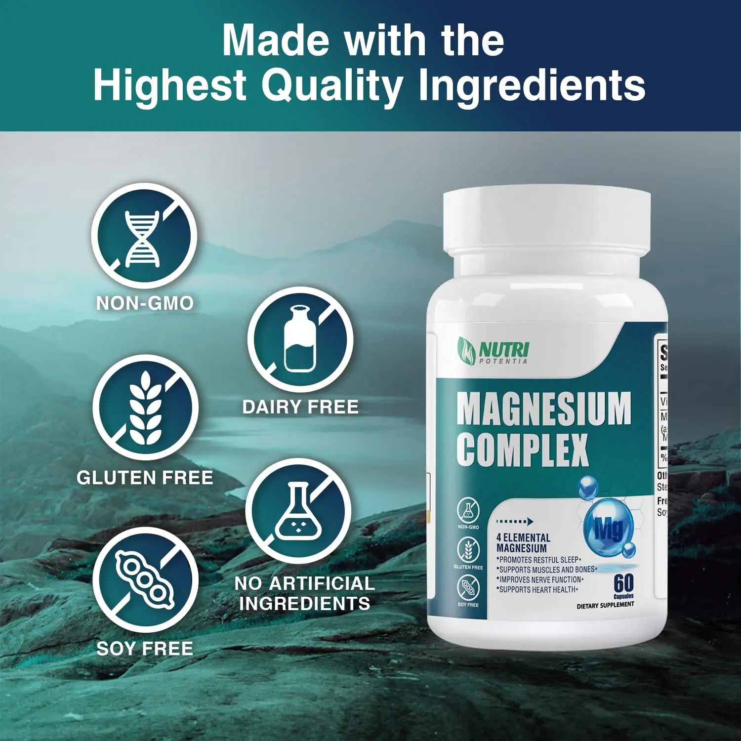Magnesium Complex for Women&Men,With Glycinate Malate Citrate Taurate.Support for Sleep,Stress Relief,Cognitive Function,Magnesium Supplement 500mg,Third-Party Tested(Made & Tested in USA)-60 Capsules NUTRI POTENTIA buy supplements canada