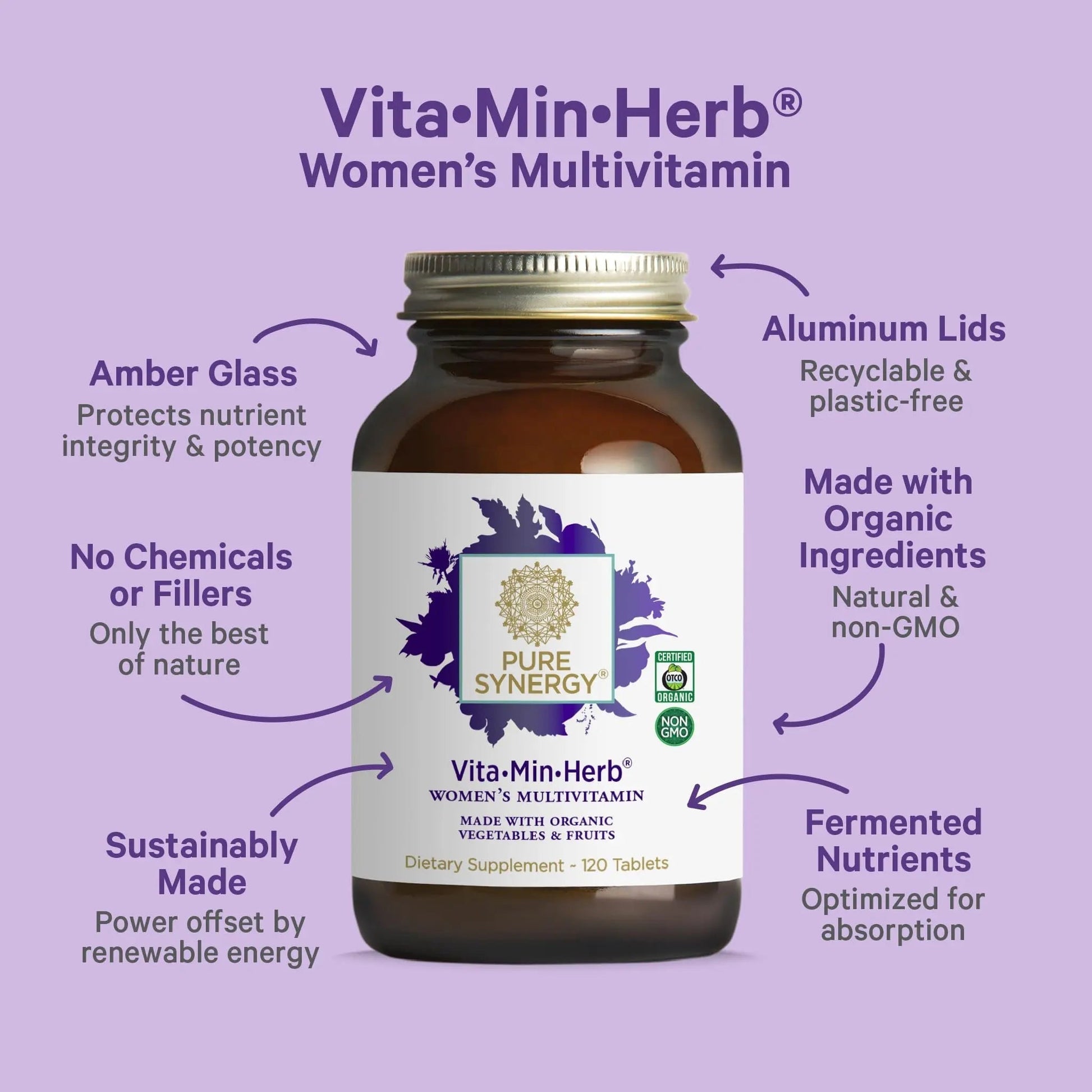 PURE SYNERGY Vita·Min·Herb for Women | Women’s Comprehensive Multivitamin Supplement | Made with Organic Whole Food Non-GMO & Vegan Ingredients | PURE SYNERGY buy supplements canada