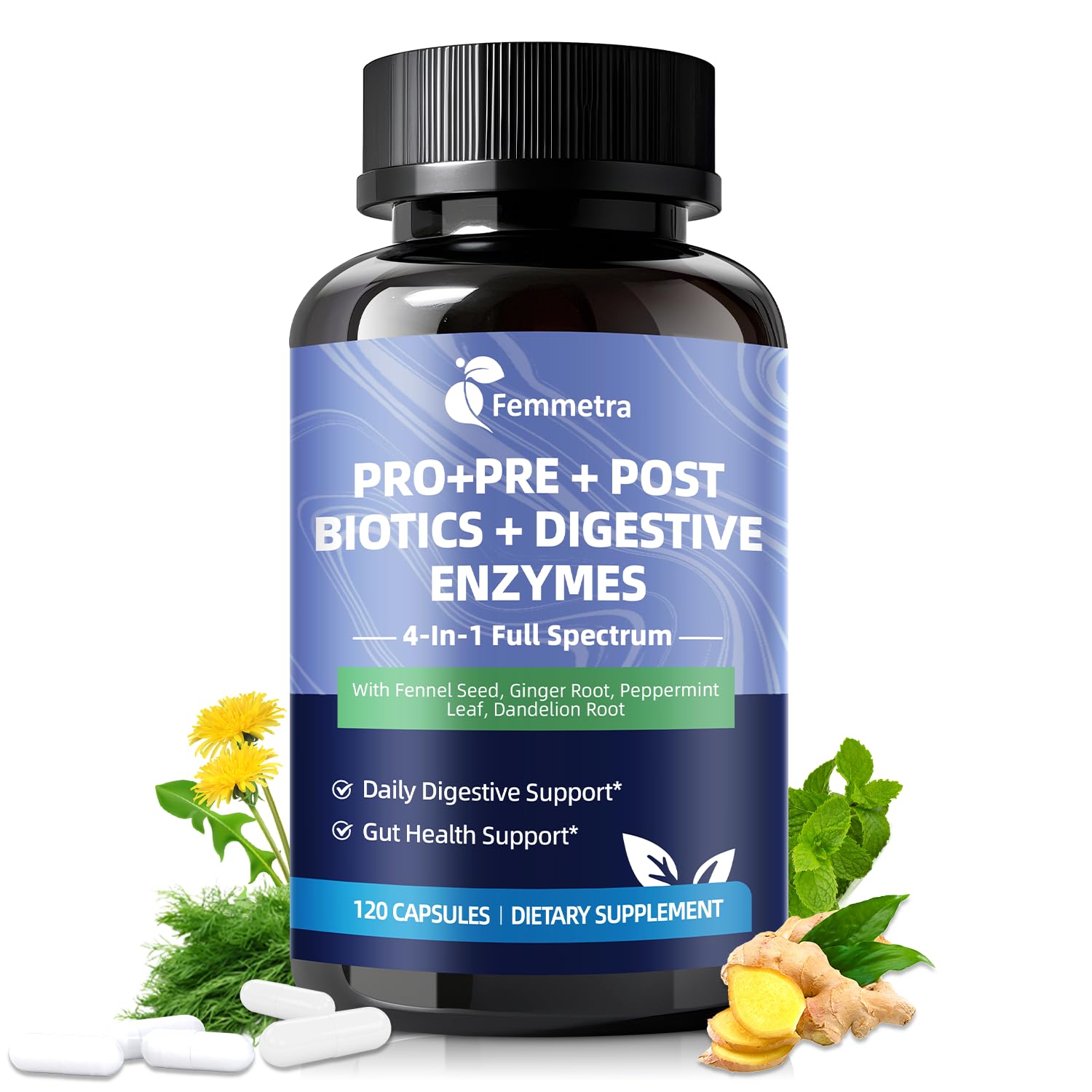 Digestive Enzymes Postbiotics Prebiotics Probiotics for Women Men, 200 Billion CFU 36 Probiotic Strains - Complete Gut, Digestive, Regularity, Gas, Bloating & Immune Support Supplement, Vegan, 60 Days Femmetra buy supplements canada