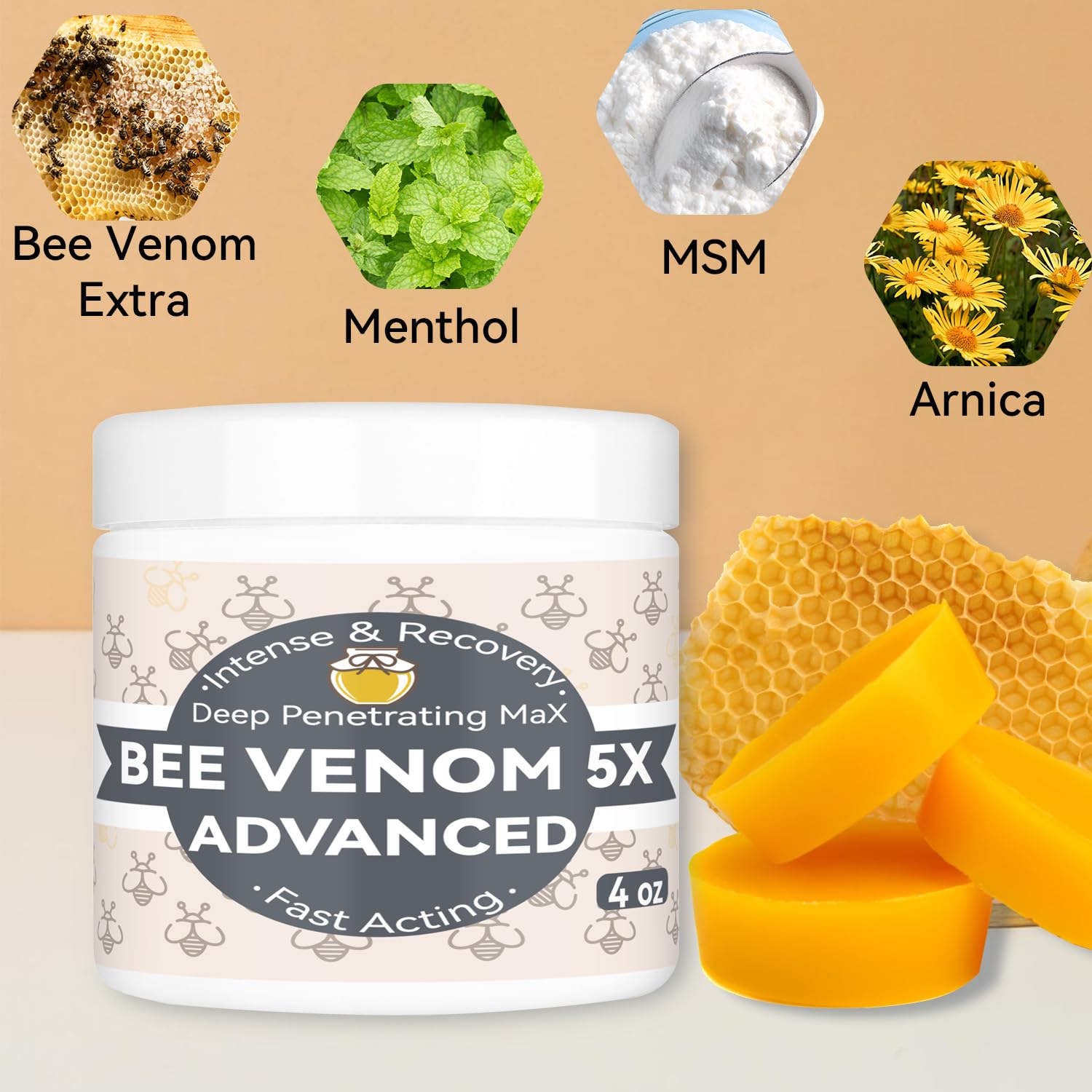 AEROMAXX Organic Bee Venom Muscle Joint Cream, 10x Maximum Caring Ointment, Soothe Shoulder, Back, Neck, Hands, Knuckles, Elbows, Feet, Leg, Knees, Ankle, Meniscus, for Adults, Elderly AEROMAXX buy supplements canada