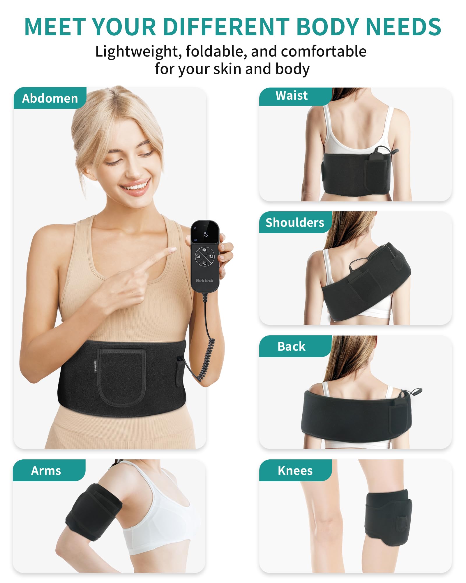 Nekteck Red Light Therapy Belt for Body, Wireless Near-Infrared Light Pad for Pain Relief, Inflammation Nekteck buy supplements canada