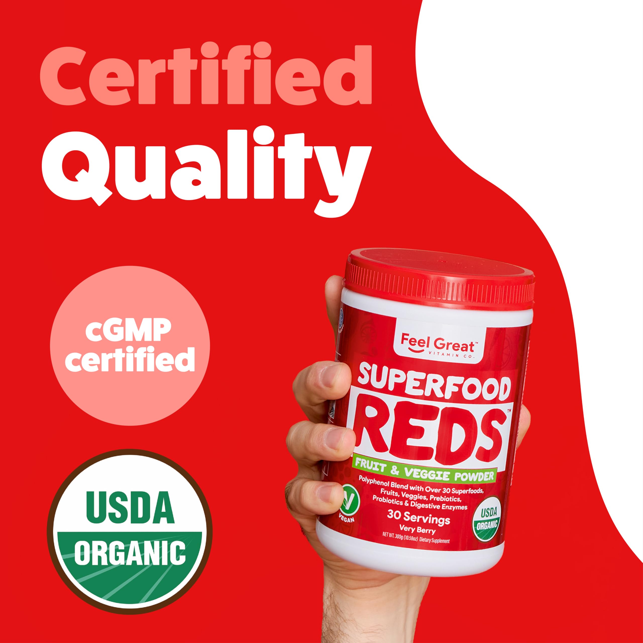 Feel Great Organic Superfood Reds Powder Packed with Beet Root Powder | Digestive Support Including Bloating Relief | Fruit and Veggie Polyphenols Supplement. The Feel Great Vitamin Company buy supplements canada