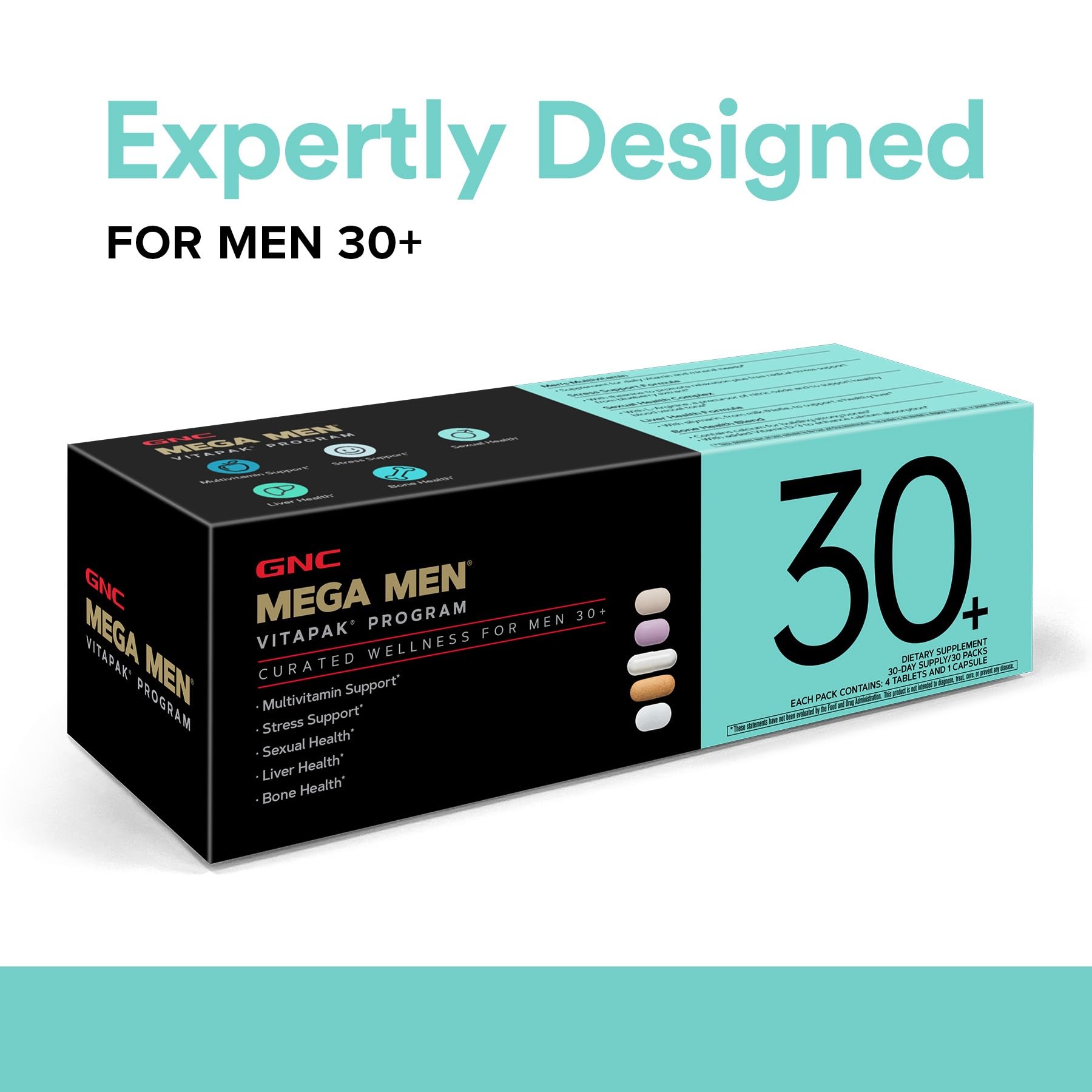 GNC Men's 30+ Vitapak Program | 5-in-1 Daily Multivitamins and Minerals | Supports Healthy Bones and Stress Relief | 30 Servings GNC buy supplements canada