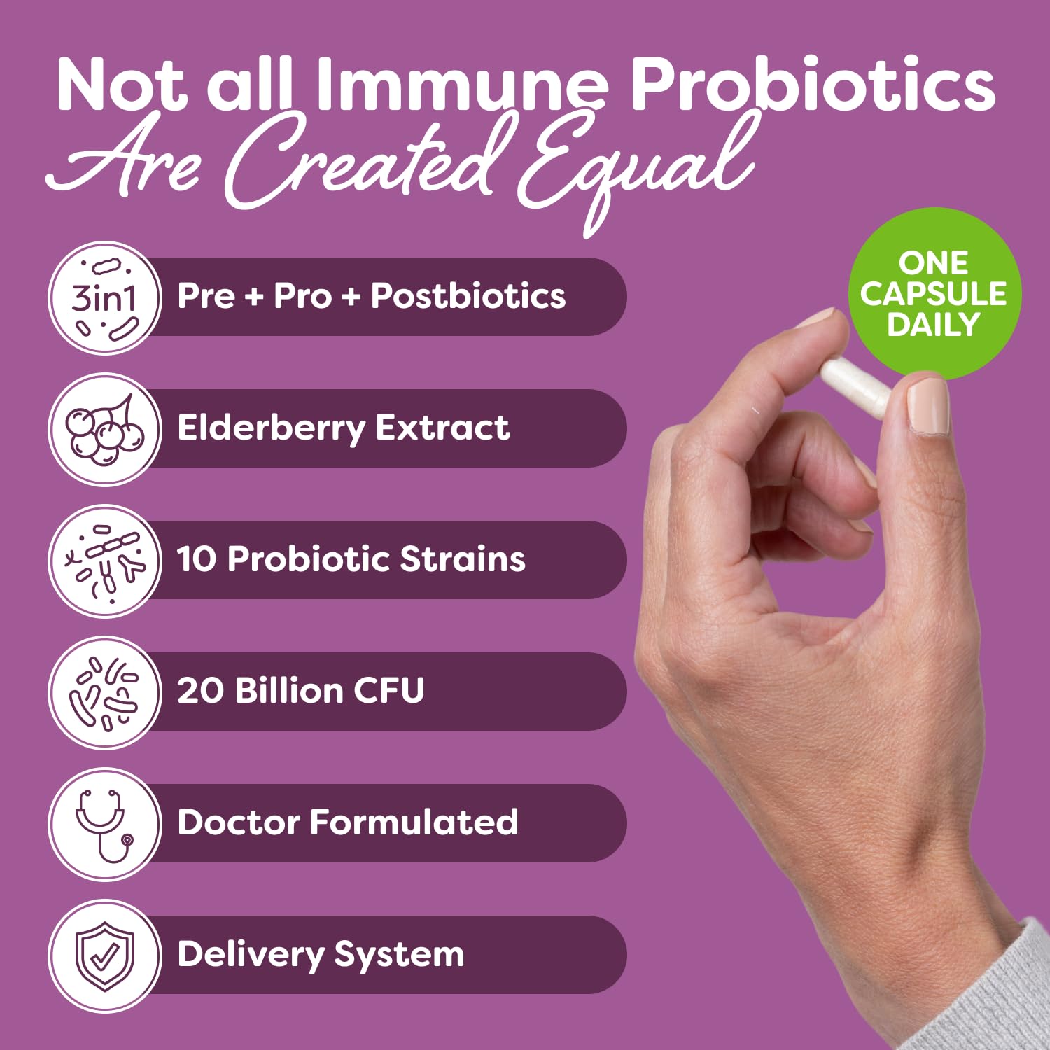 Probulin Total Care Immune = Prebiotics + Probiotics + Postbiotics + Elderberry to Support Immune & Gut Health - 20 Billion CFU - 10 Probiotic Strains, 30 Vegan Capsules Probulin buy supplements canada