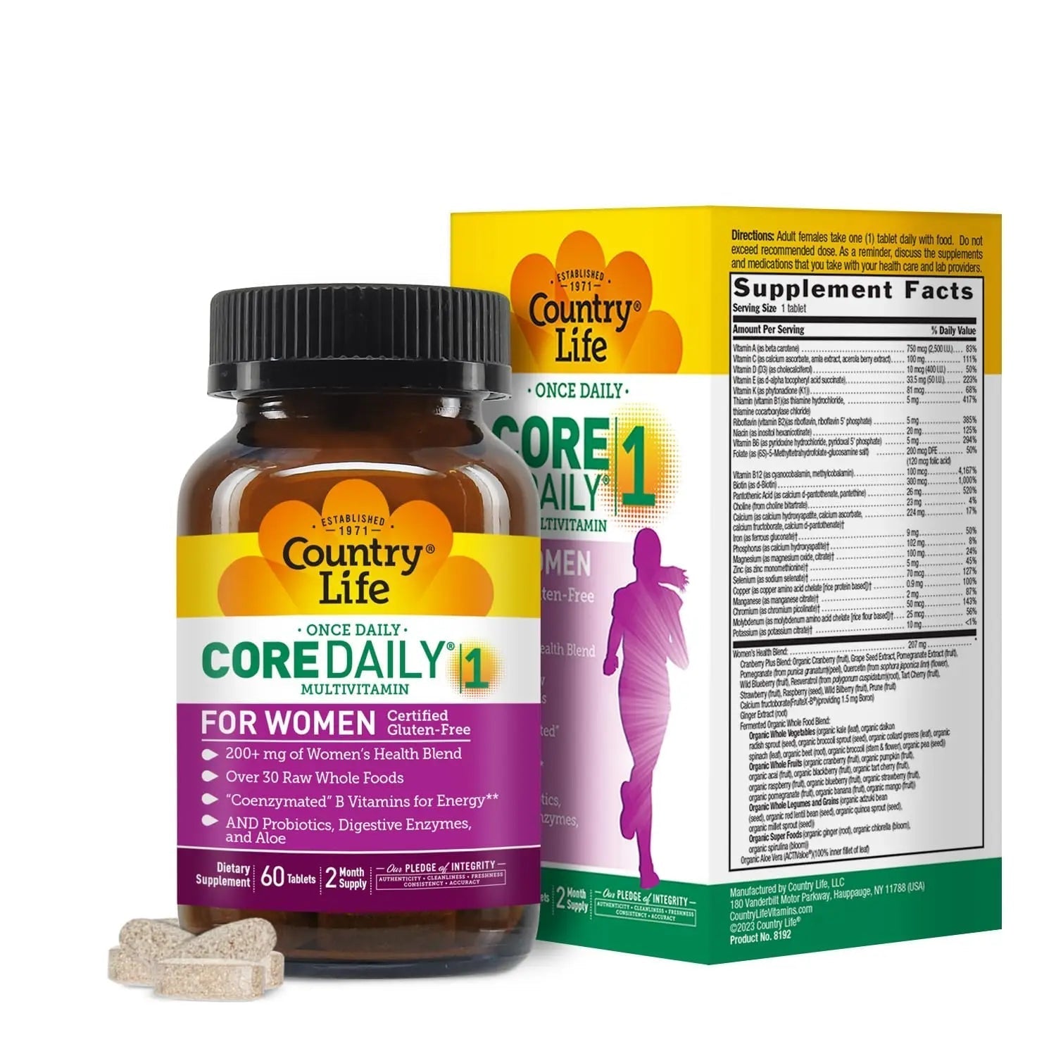 Country Life Women’s Core 1 Daily Multivitamin with Iron, Cranberry, Probiotics, and Digestive Enzymes-Certified Gluten-Free Formula for Energy Country Life buy supplements canada