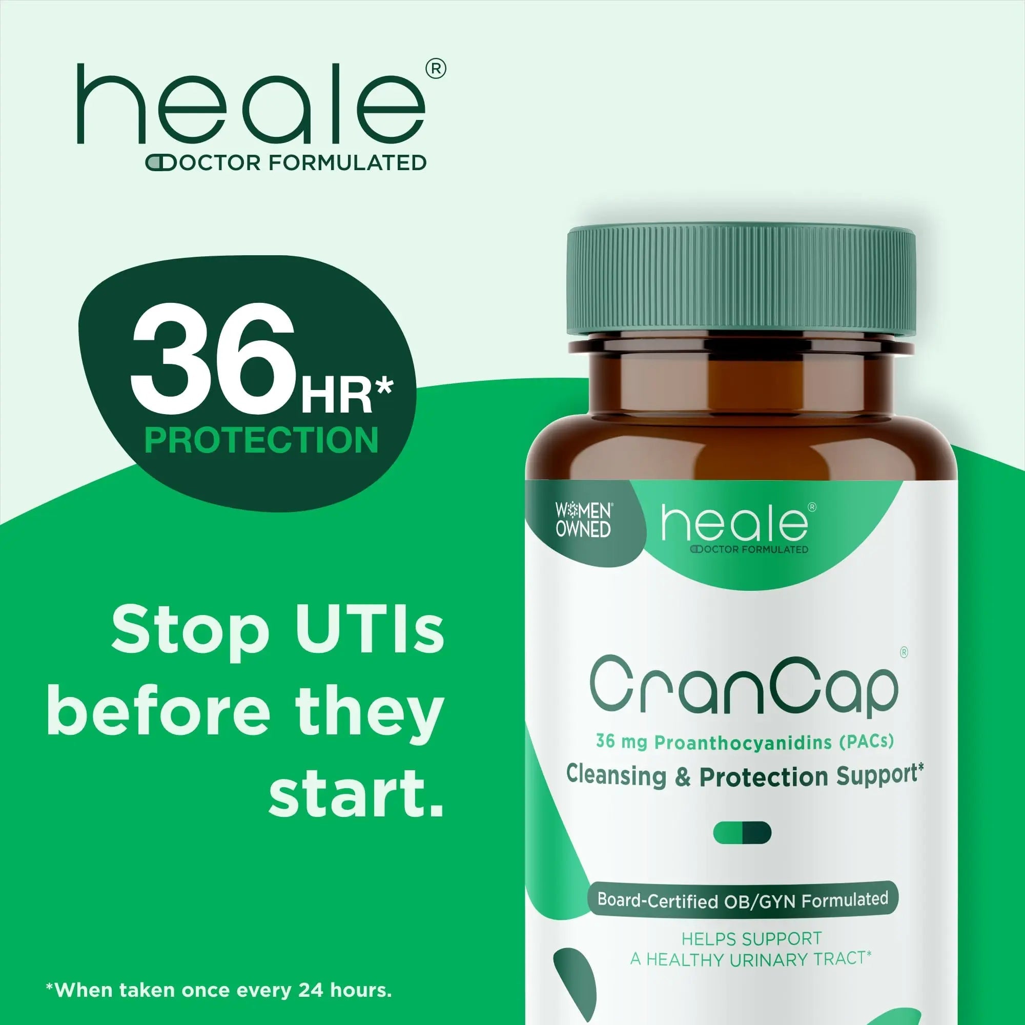CranCap - Cranberry Pills - Urinary Tract Health Cranberry Supplement - 36mg of Potent PACs - Non GMO, Vegan, Gluten Free - by Heale - 30 Capsules CranCap buy supplements canada