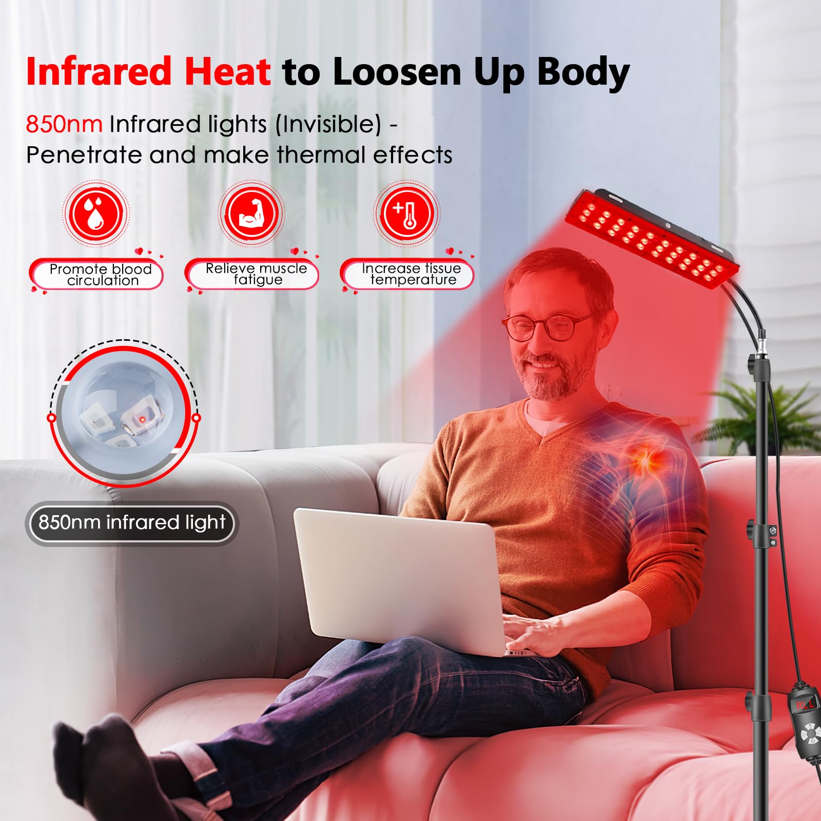 RUISQM Red Light Therapy Lamp, Infrared Light Therapy with Stand - 660nm Redlight & 850nm RUISQM buy supplements canada