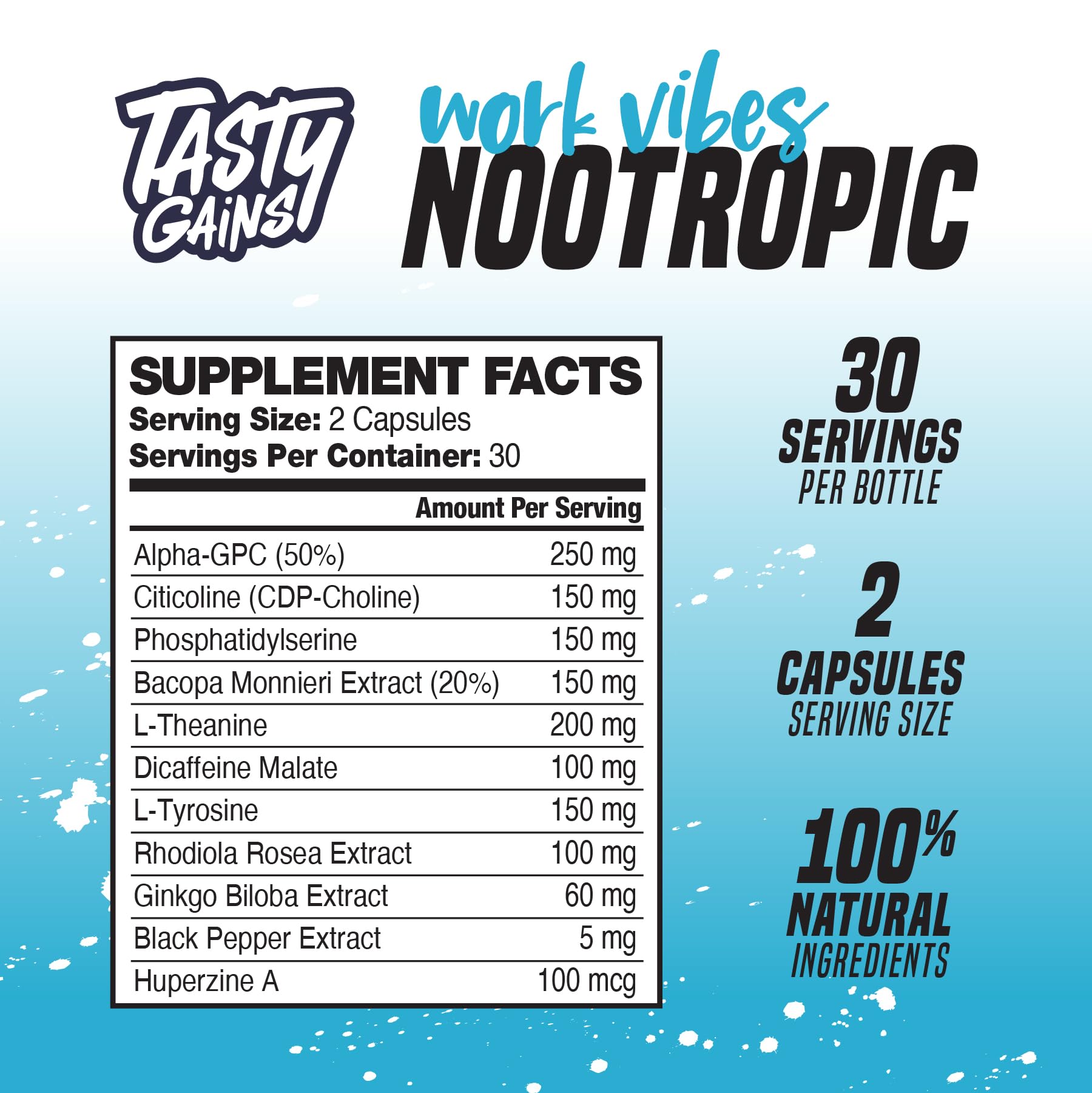 Nootropic Brain Supplement for Memory and Focus - Vitamin for Mental Health & Brain Health with L-Theanine, Rhodiola Rosea & Phosphatidylserine - Memory, Mental Clarity & Cognitive Improvement - 60 Ct TASTY GAINS buy supplements canada