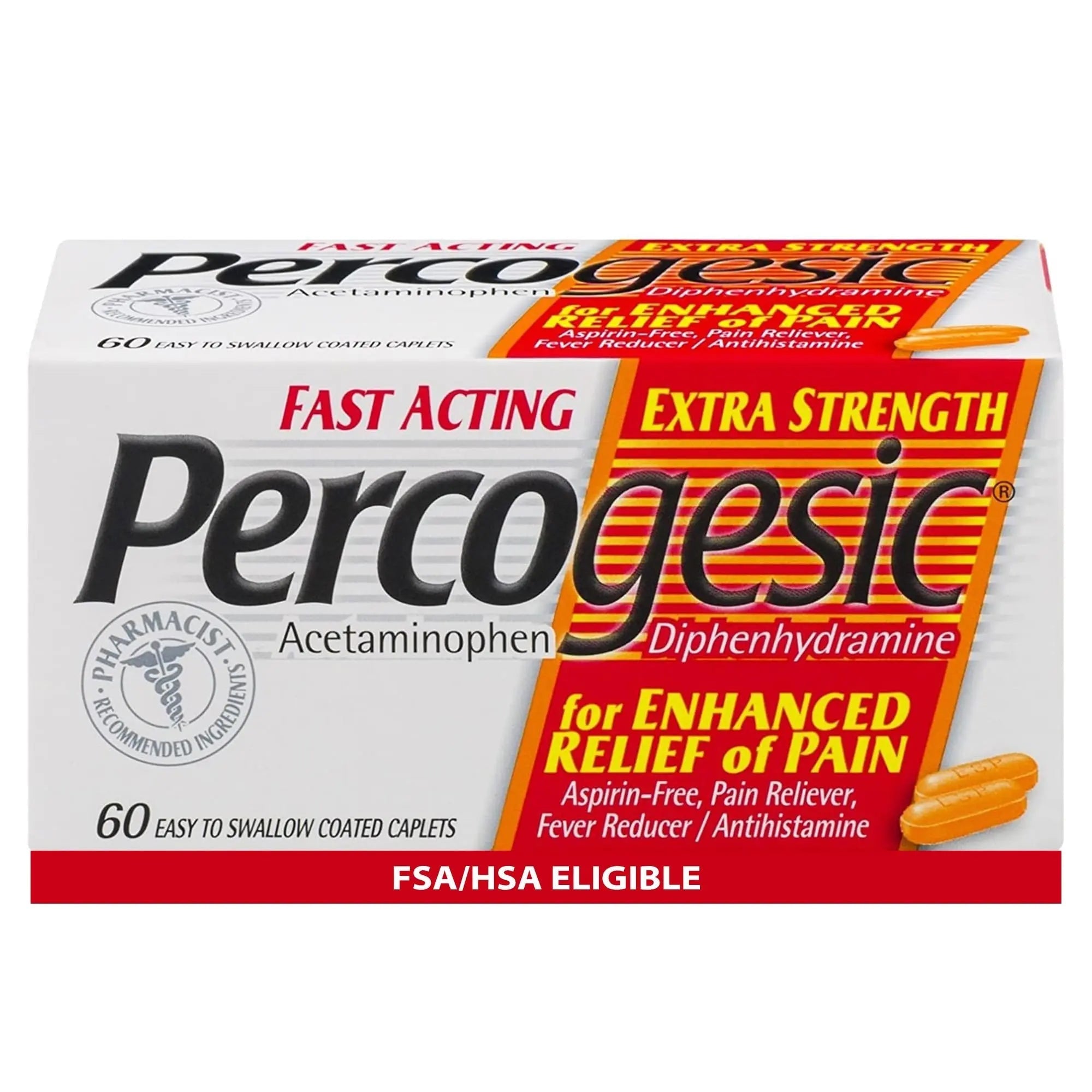 Percogesic Extra Strength Acetaminophen & Diphenhydramine Pain Relief, Fast-Acting Aspirin-Free Fever Reducer & Antihistamine, 60 Count Percogesic buy supplements canada