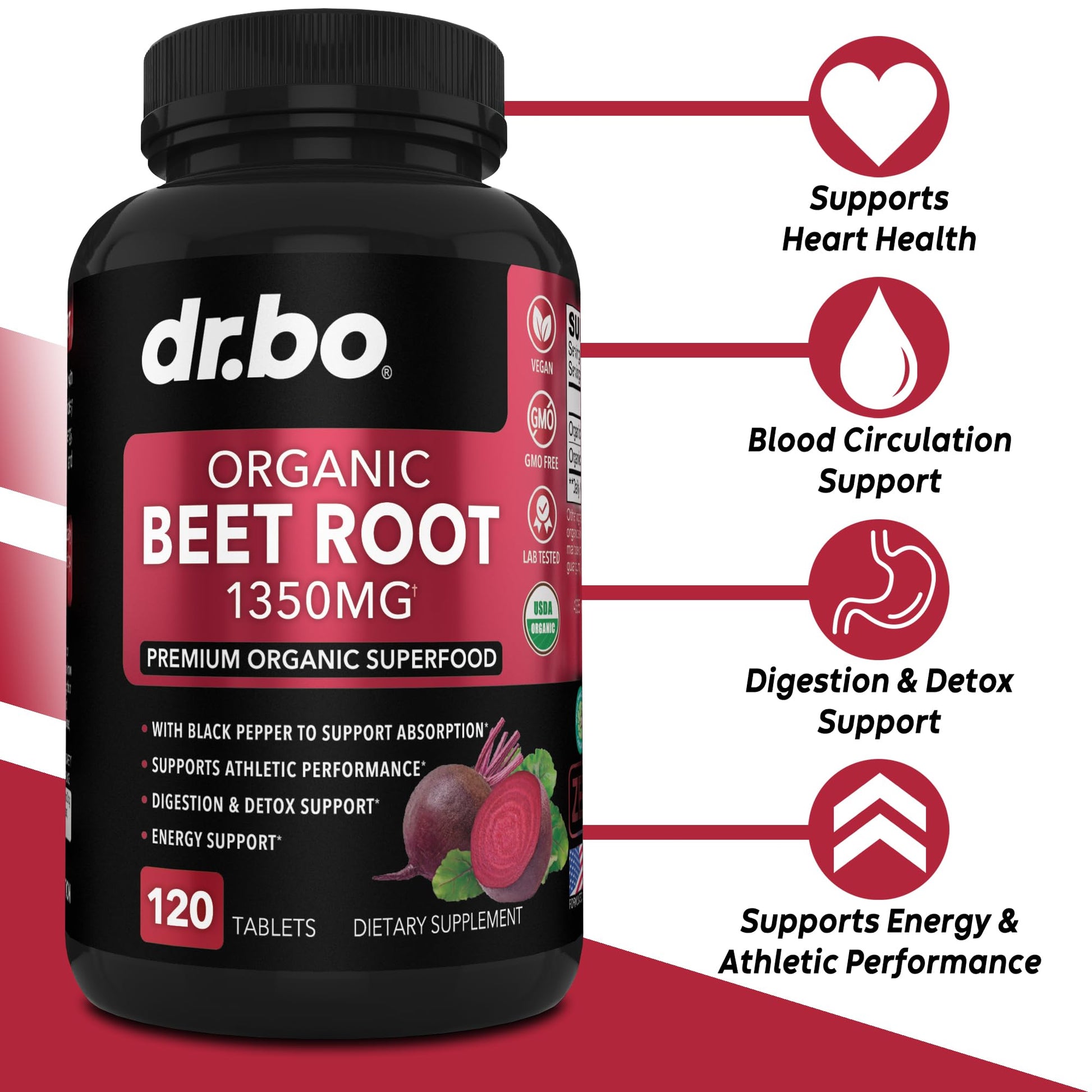 Organic Beet Root Capsules Supplements - 1350mg Beetroot Powder Extract Pills, Organic DR. BO buy supplements canada