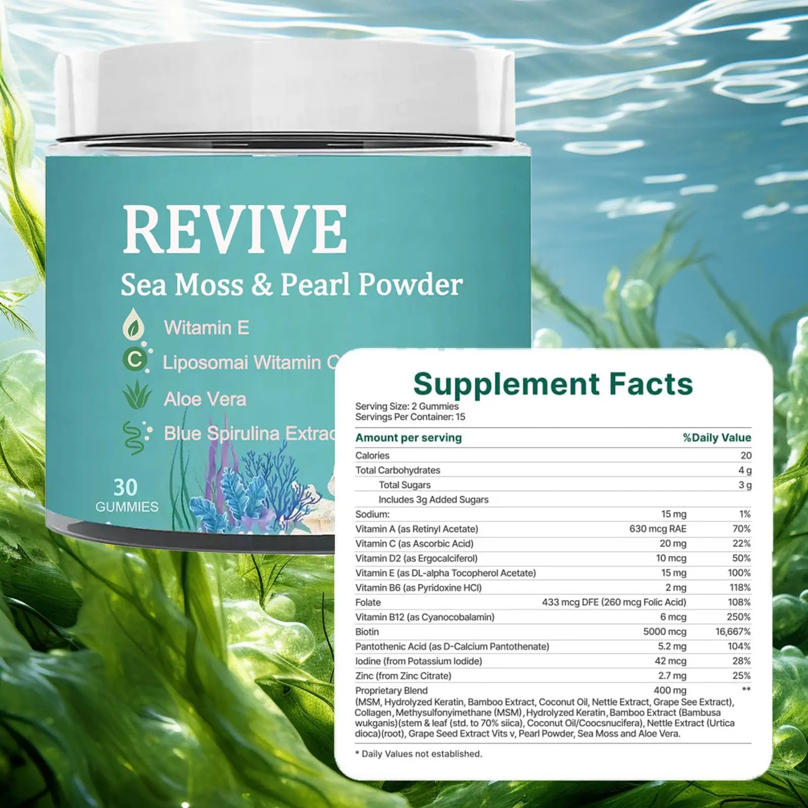 Giamau Revive Hair Gummies, Sea Moss Gummies, Natural Nutrient Blend for Hair Health Support – Gluten-Free, No Harsh Chemicals, 60 Gummies (1) Giamau buy supplements canada