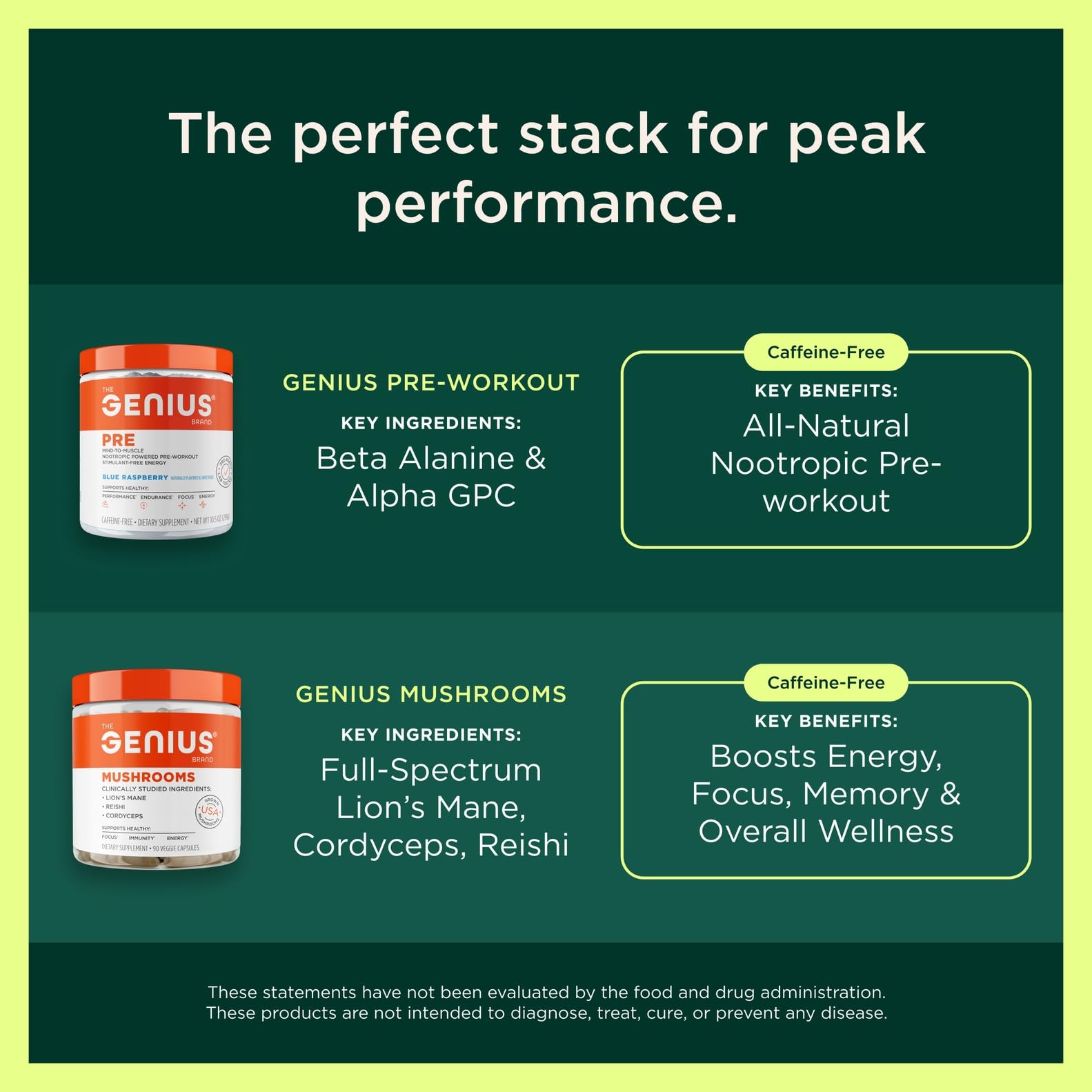 Genius BCAA Powder - 5g Vegan BCAAs L-Glutamine, Cognizin & Rhodiola Muscle Recovery Energy Support 100mg Caffeine Pre, Intra, Post-Workout Nootropic Supplement for Focus & Performance - Orange The Genius Brand buy supplements canada