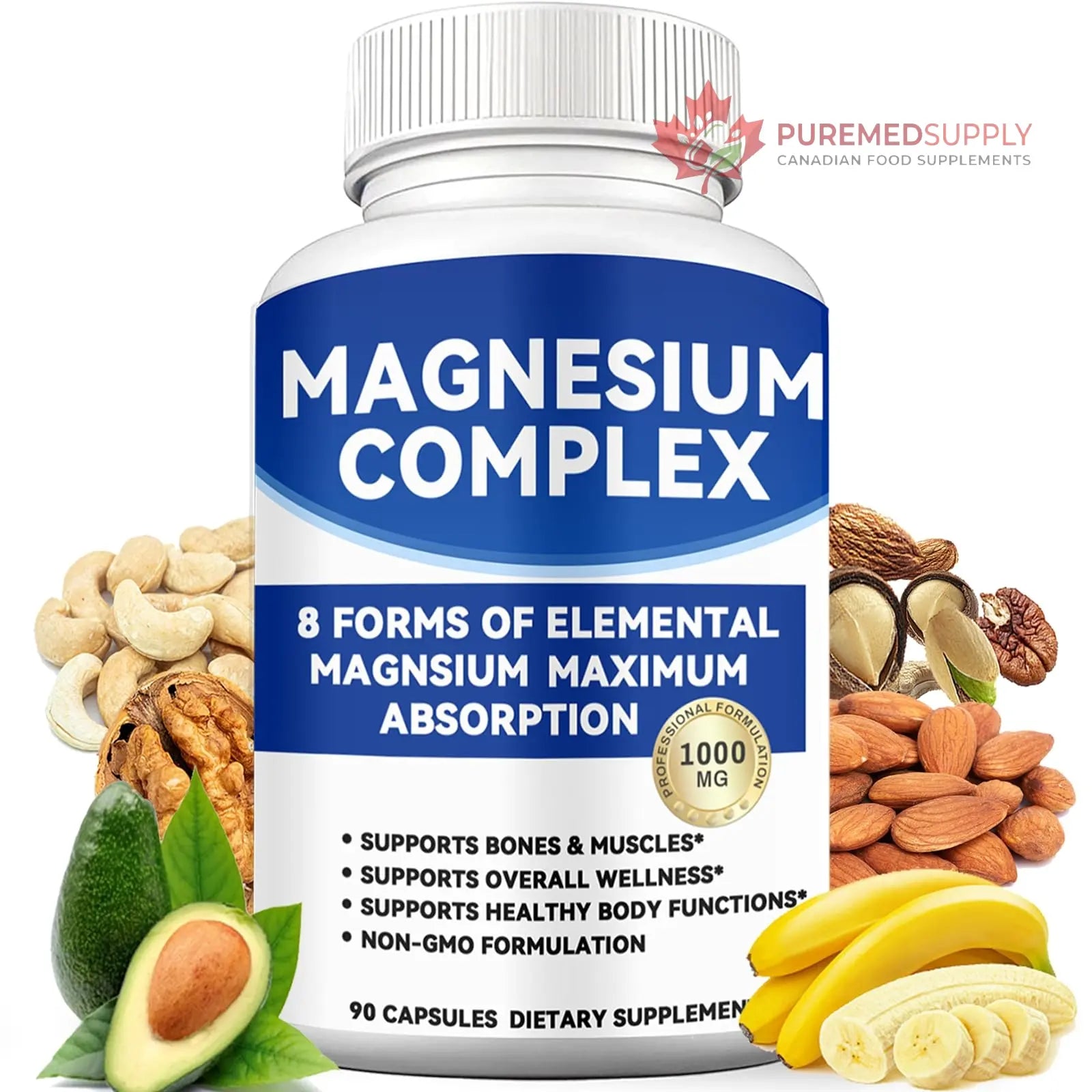 Magnesium Complex 1000mg with 8 Forms – Glycinate, Citrate, Malate, Taurate for Absorption – Supports Bone, Muscle, Energy & Recovery – Vegan, Non-GMO, 90 Capsules (1) alzclipp buy supplements canada