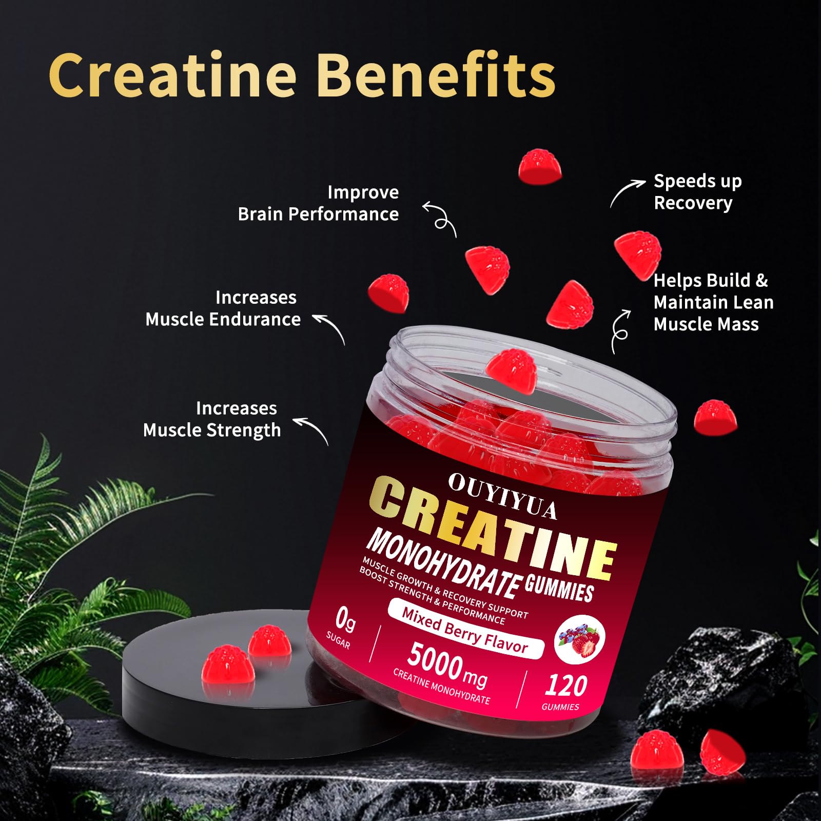 OUYIYUA Creatine Monohydrate Gummies 5000mg for Men & Women - Sugar Free Pre-Workout Supplement, Chewables for Muscle Strength, Muscle Builder, Energy Boost, OUYIYUA buy supplements canada