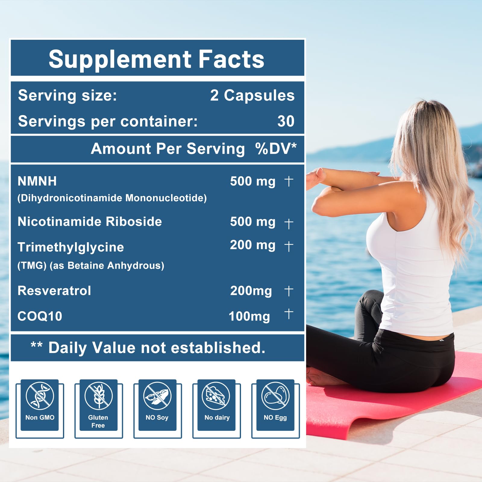 500mg NMNH, NMN Supplement Alternative with NR, TMG, Resveratrol, COQ10, NAD Supplement, Anti Aging, Energy, Boost NAD+ Levels, 60 Capsules inGreens buy supplements canada