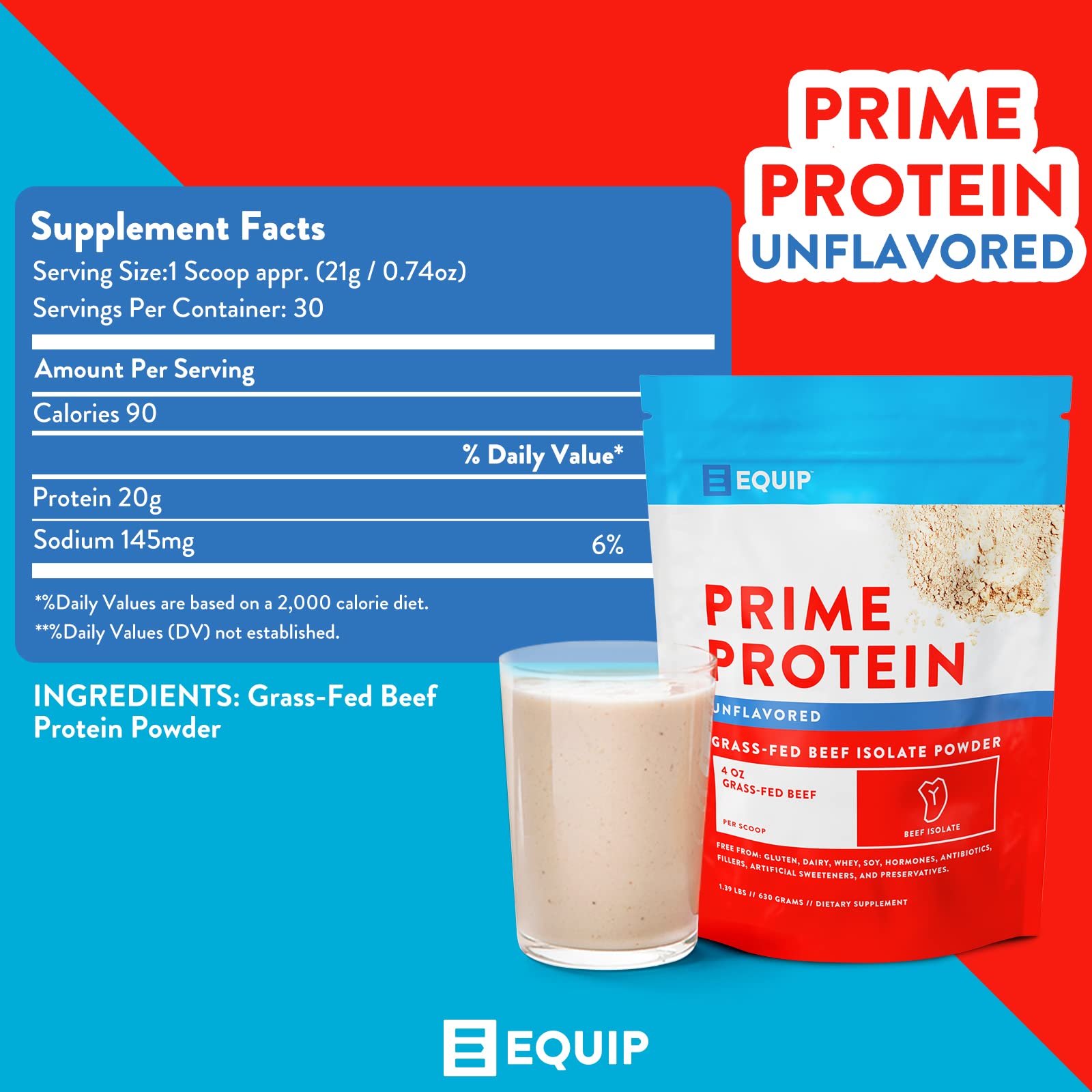 Equip Foods Prime Protein - Grass Fed Beef Protein Powder Isolate - Paleo and Keto Friendl Equip buy supplements canada