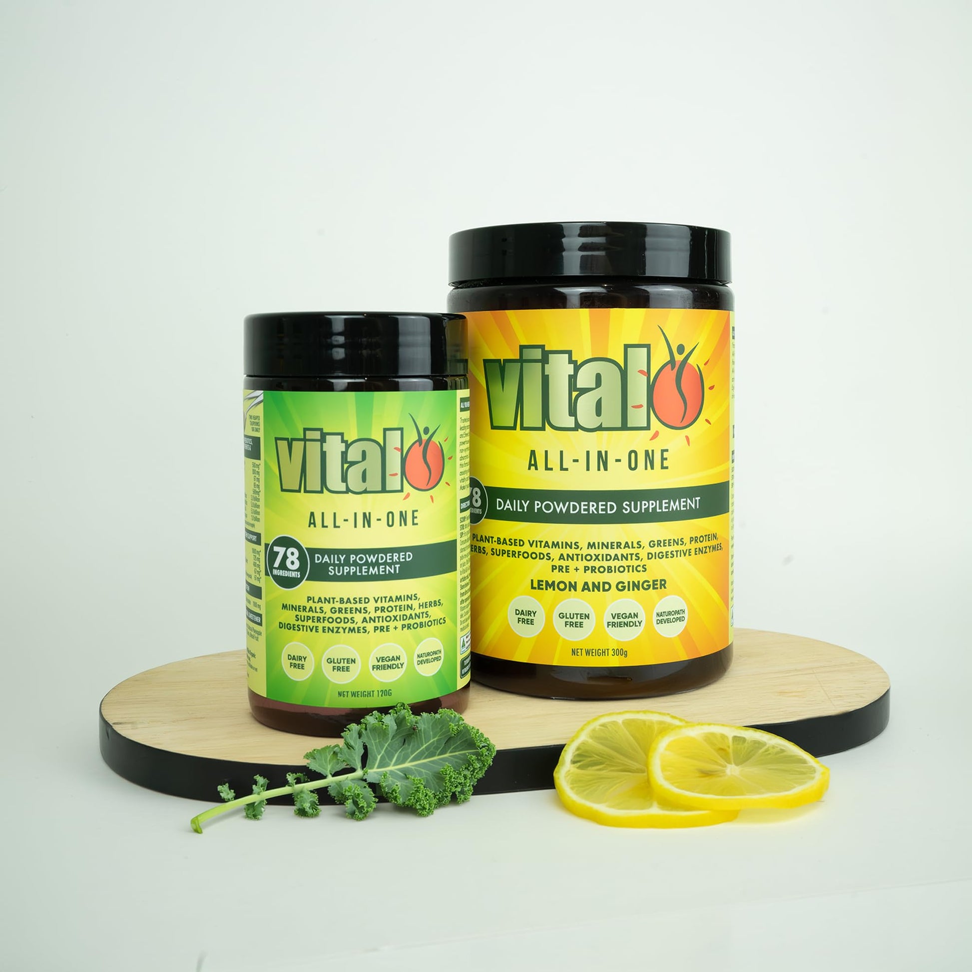 Vital All-in-One Daily Powdered Supplement - Natural Greens Superfood Powder for Energy & Health, Super Greens Powder Drink Mix with Probiotic & Antioxidant Support - Lemon & Ginger, 4.23 oz (120 g) Vital buy supplements canada