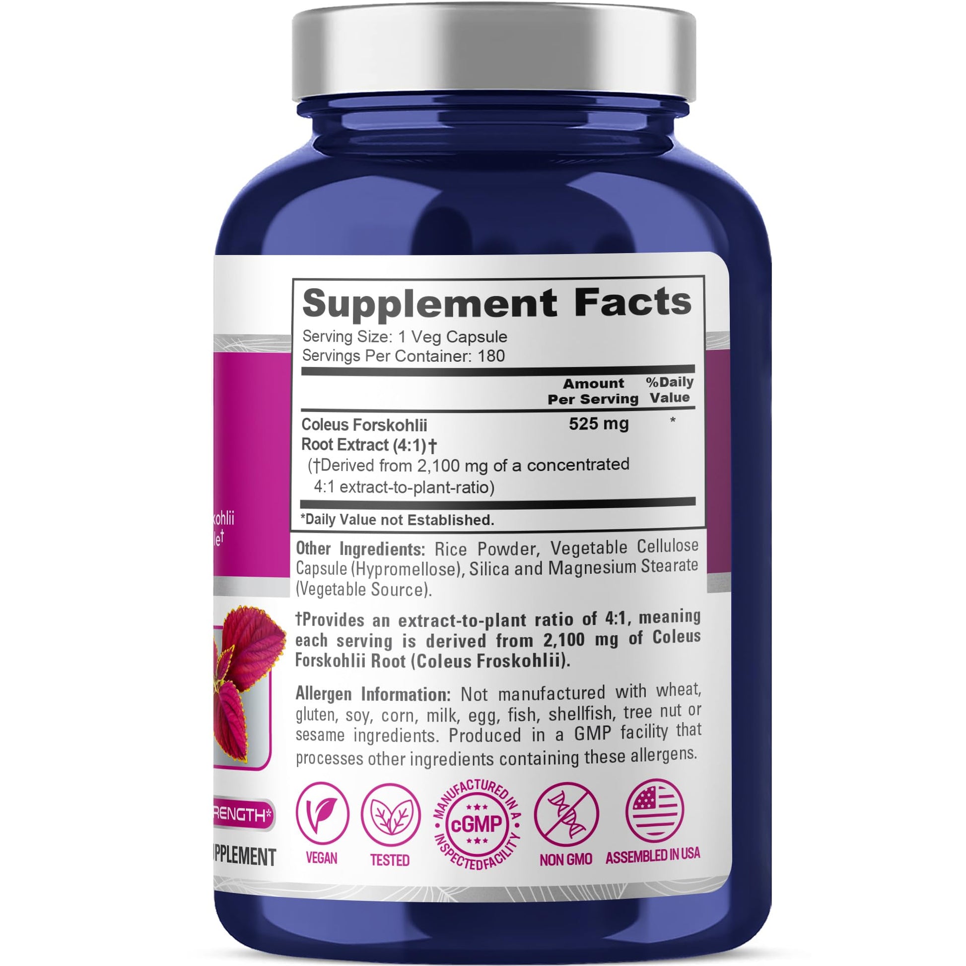 NusaPure Forskohlii 4:1 Extract, 525 mg Equivalent to 21,00 mgper Veggie Caps - 180 Capsules (Non-GMO, Vegan & Gluten Free) NusaPure buy supplements canada