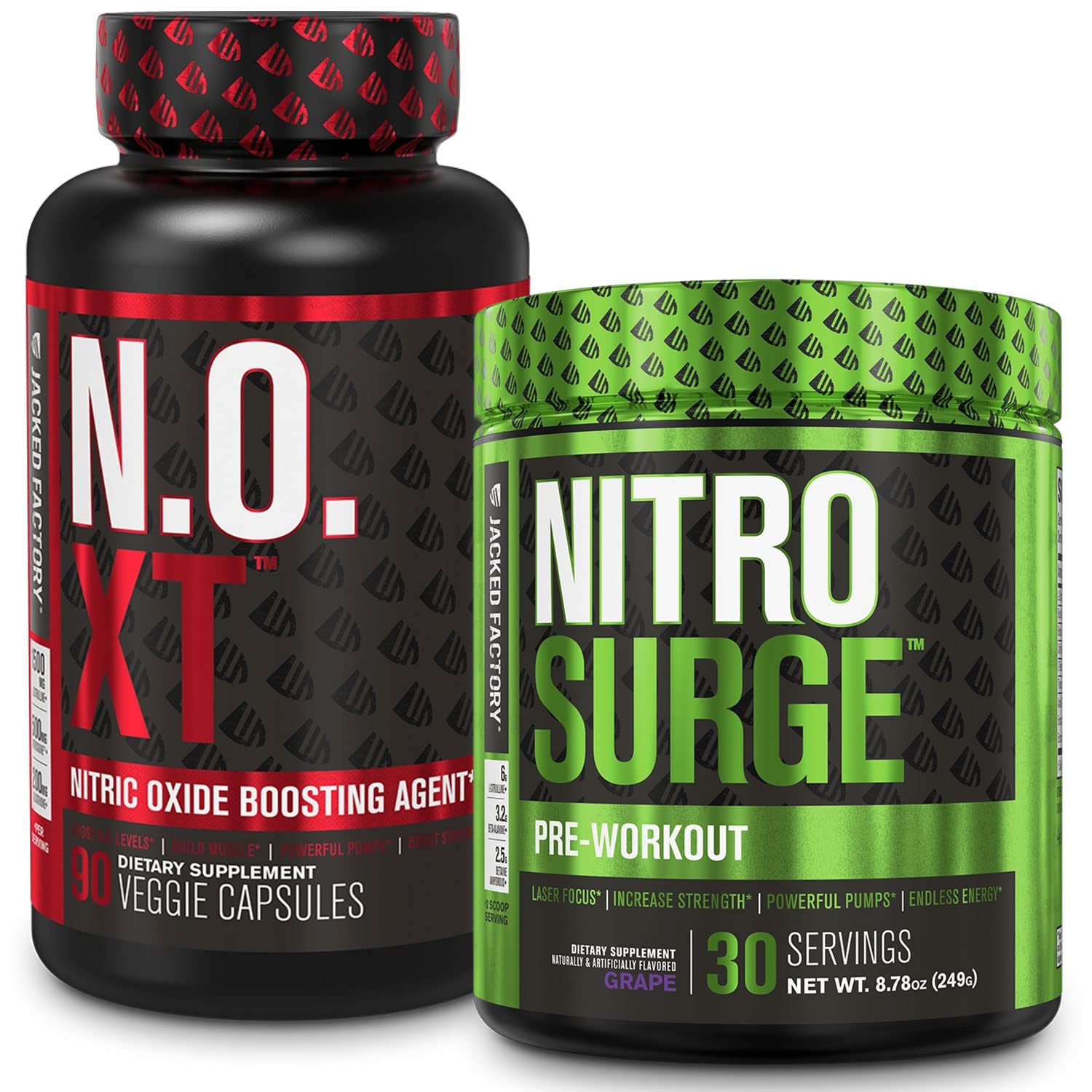 Jacked Factory Nitrosurge Pre-Workout in Grape & N.O. XT Nitric Oxide Booster for Men Jacked Factory buy supplements canada